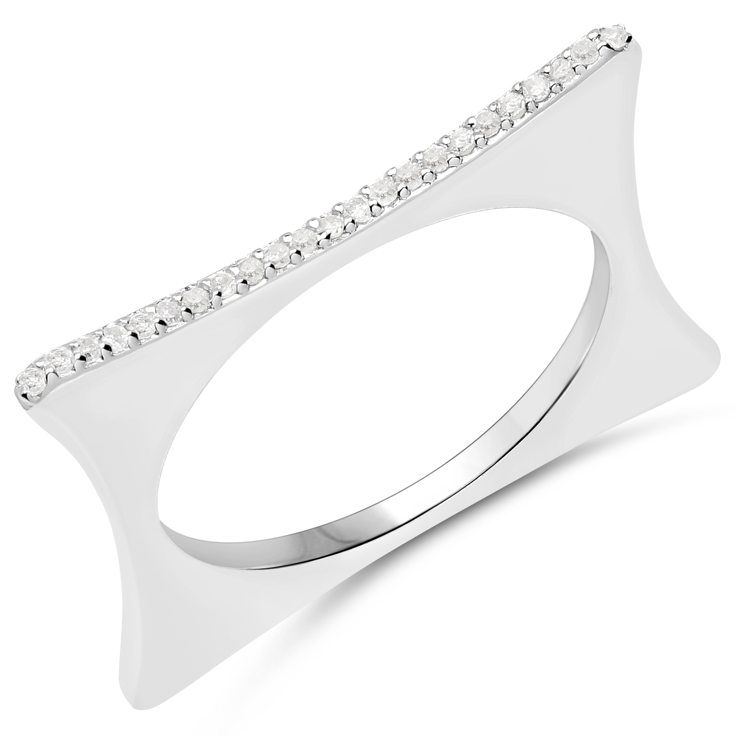 0.10 Carat Genuine White Diamond .925 Sterling Silver Ring