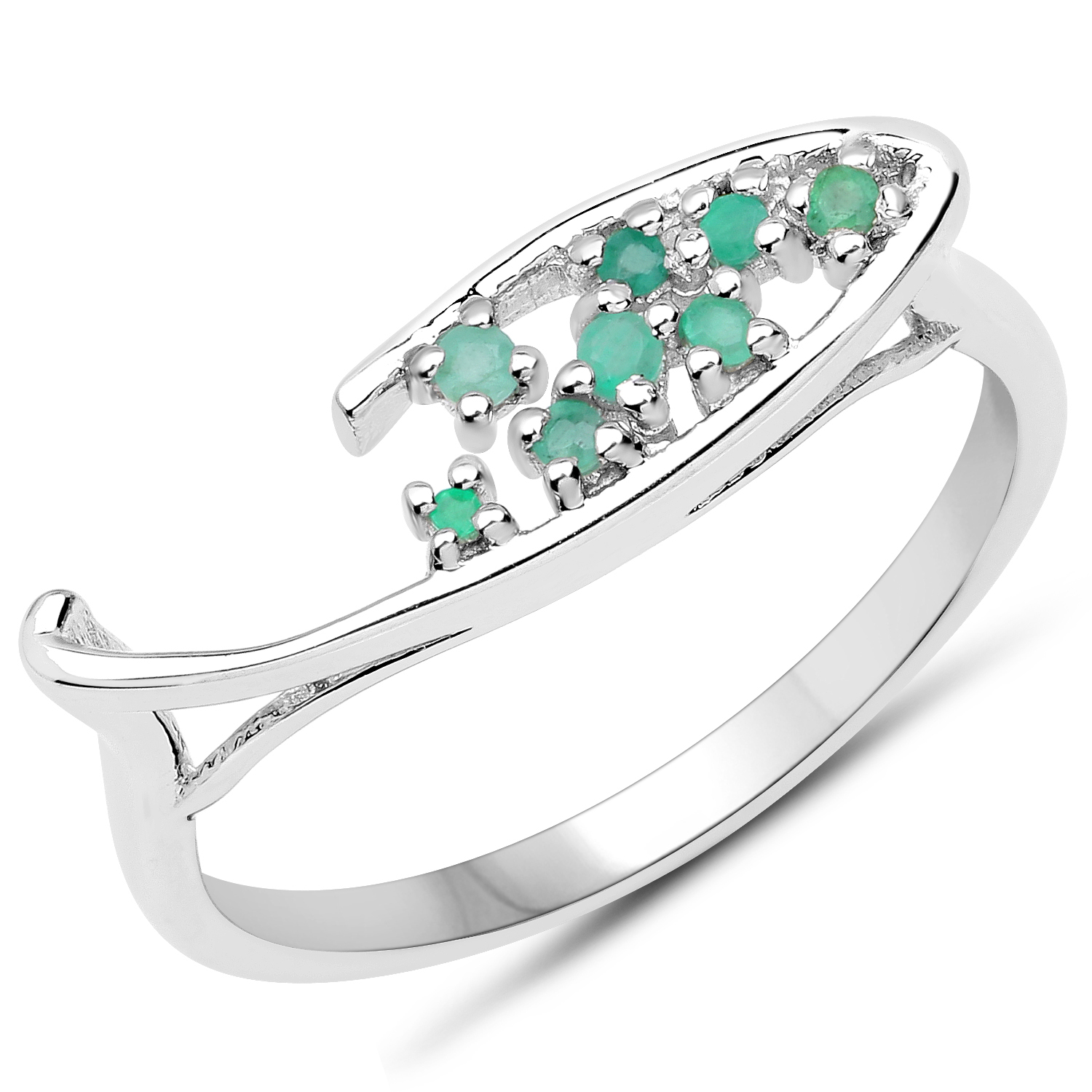 0.12 Carat Genuine Emerald .925 Sterling Silver Ring