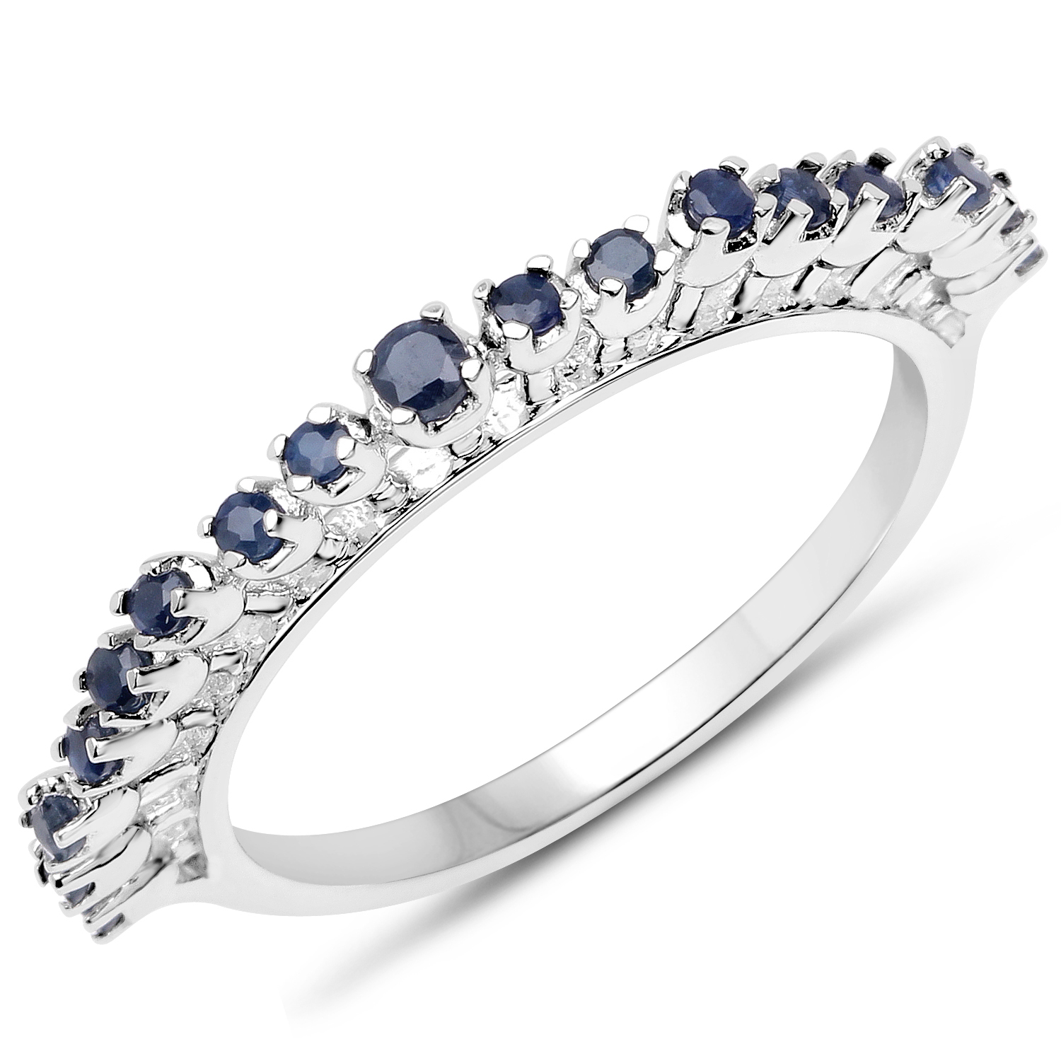 0.49 Carat Genuine Blue Sapphire .925 Sterling Silver Ring