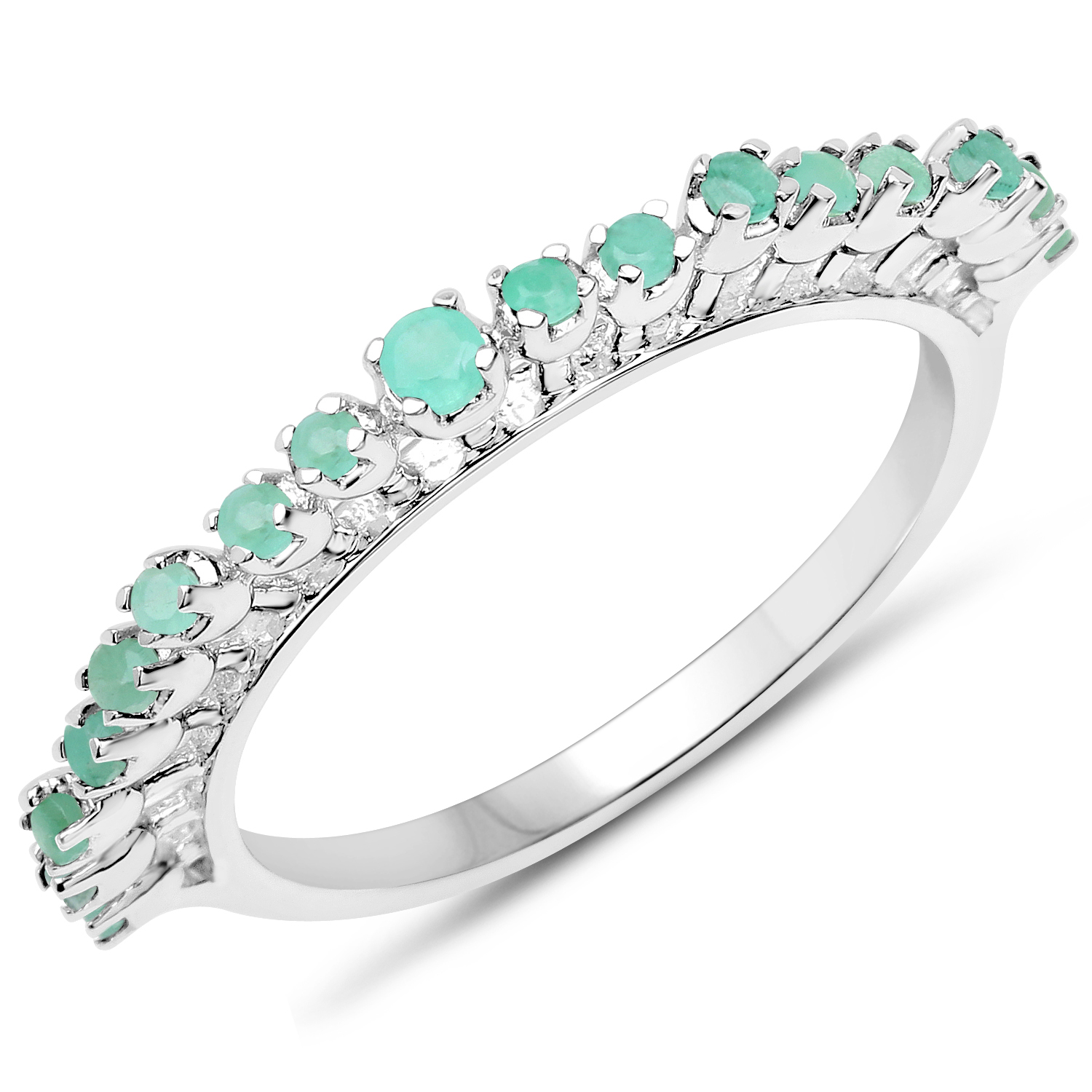 0.36 Carat Genuine Emerald .925 Sterling Silver Ring