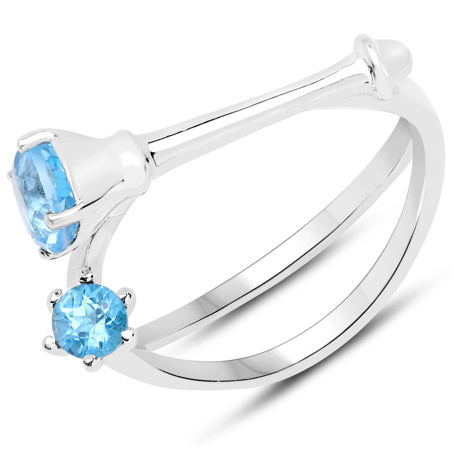 0.74 Carat Genuine Swiss Blue Topaz .925 Sterling Silver Ring