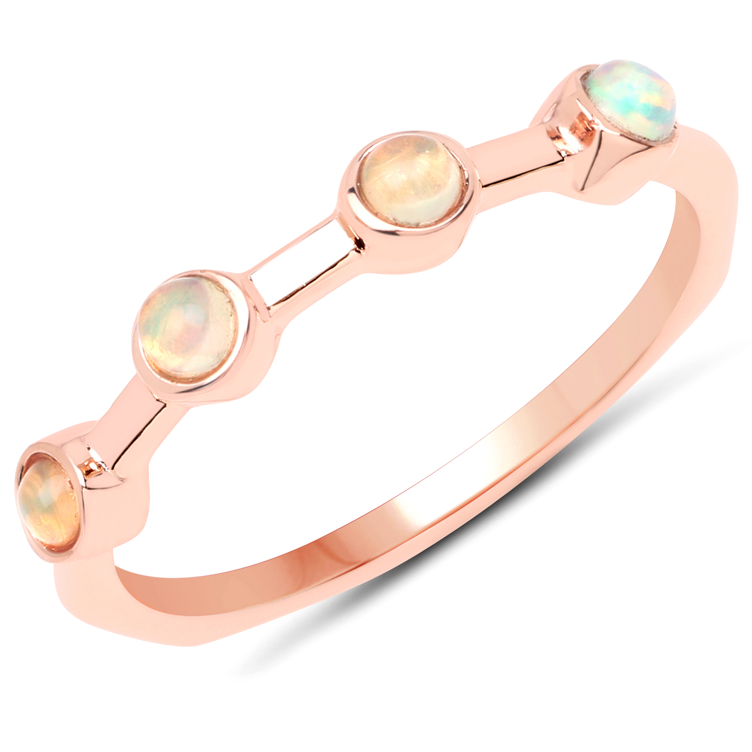 18K Rose Gold Plated 0.16 Carat Genuine Ethiopian Opal .925 Sterling Silver Ring