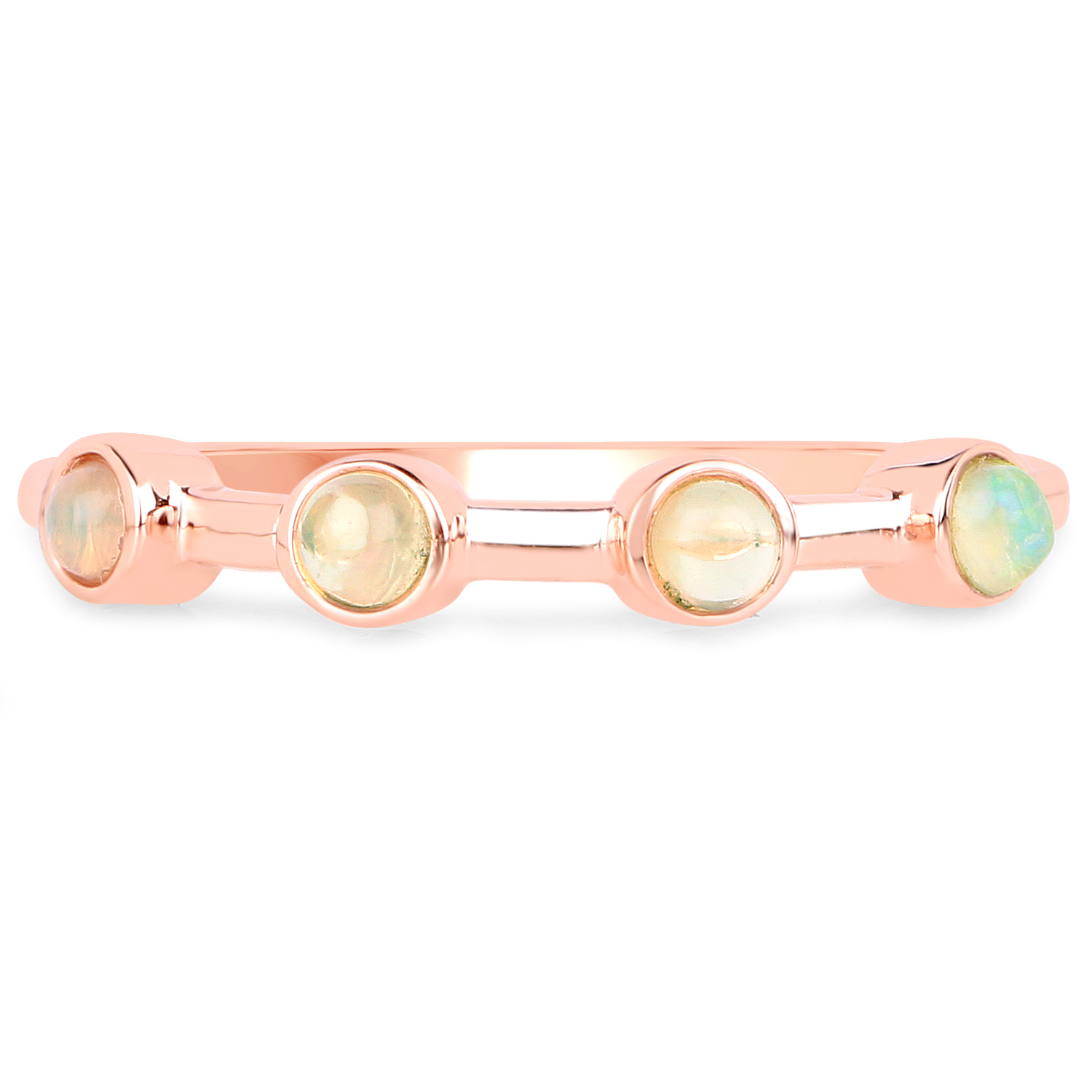 18K Rose Gold Plated 0.16 Carat Genuine Ethiopian Opal .925 Sterling Silver Ring