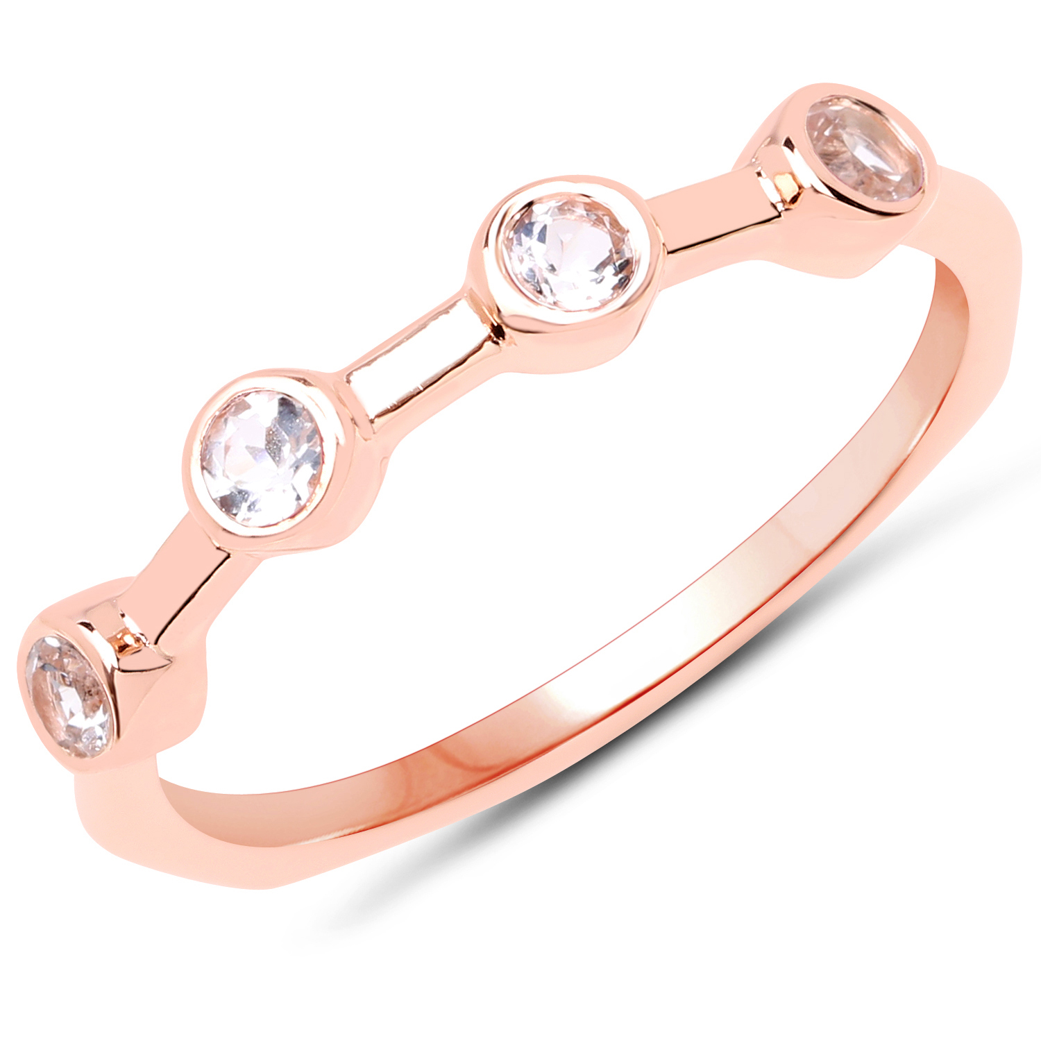 18K Rose Gold Plated 0.24 Carat Genuine Morganite .925 Sterling Silver Ring