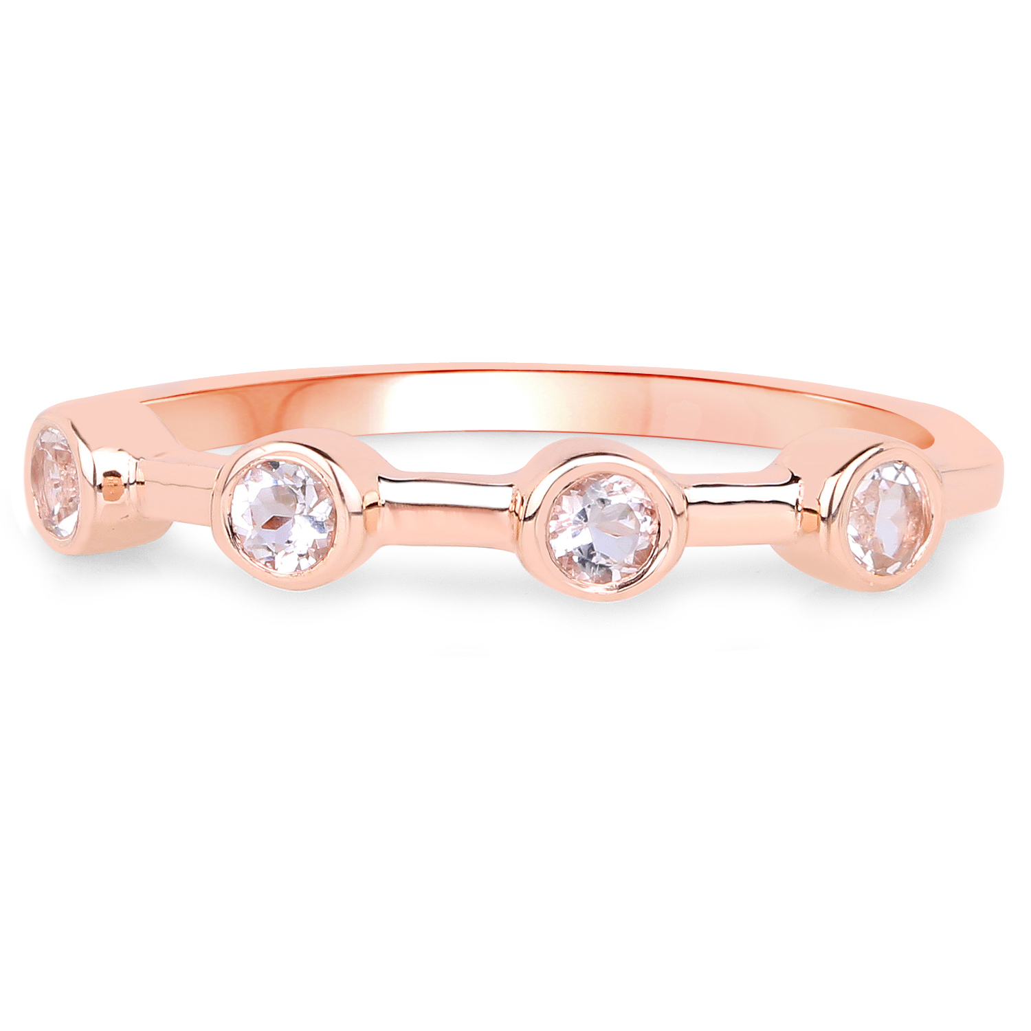 18K Rose Gold Plated 0.24 Carat Genuine Morganite .925 Sterling Silver Ring