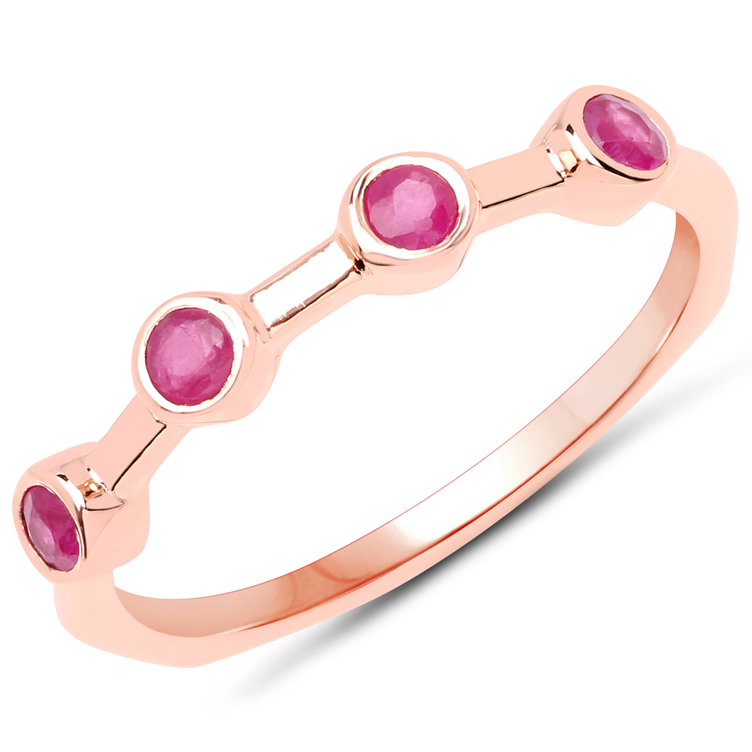 18K Rose Gold Plated 0.30 Carat Genuine Ruby .925 Sterling Silver Ring