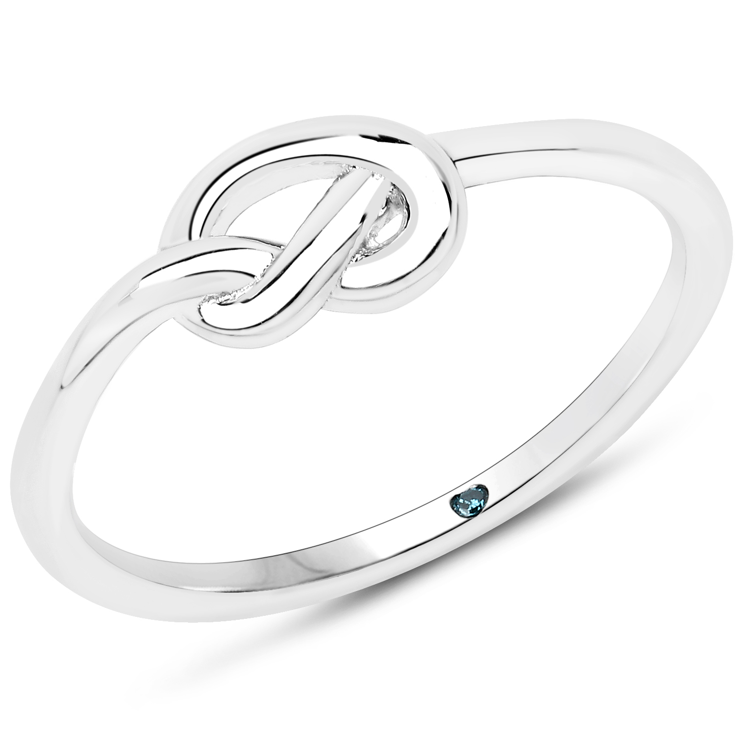 0.004 Carat Genuine Blue Diamond .925 Sterling Silver Ring