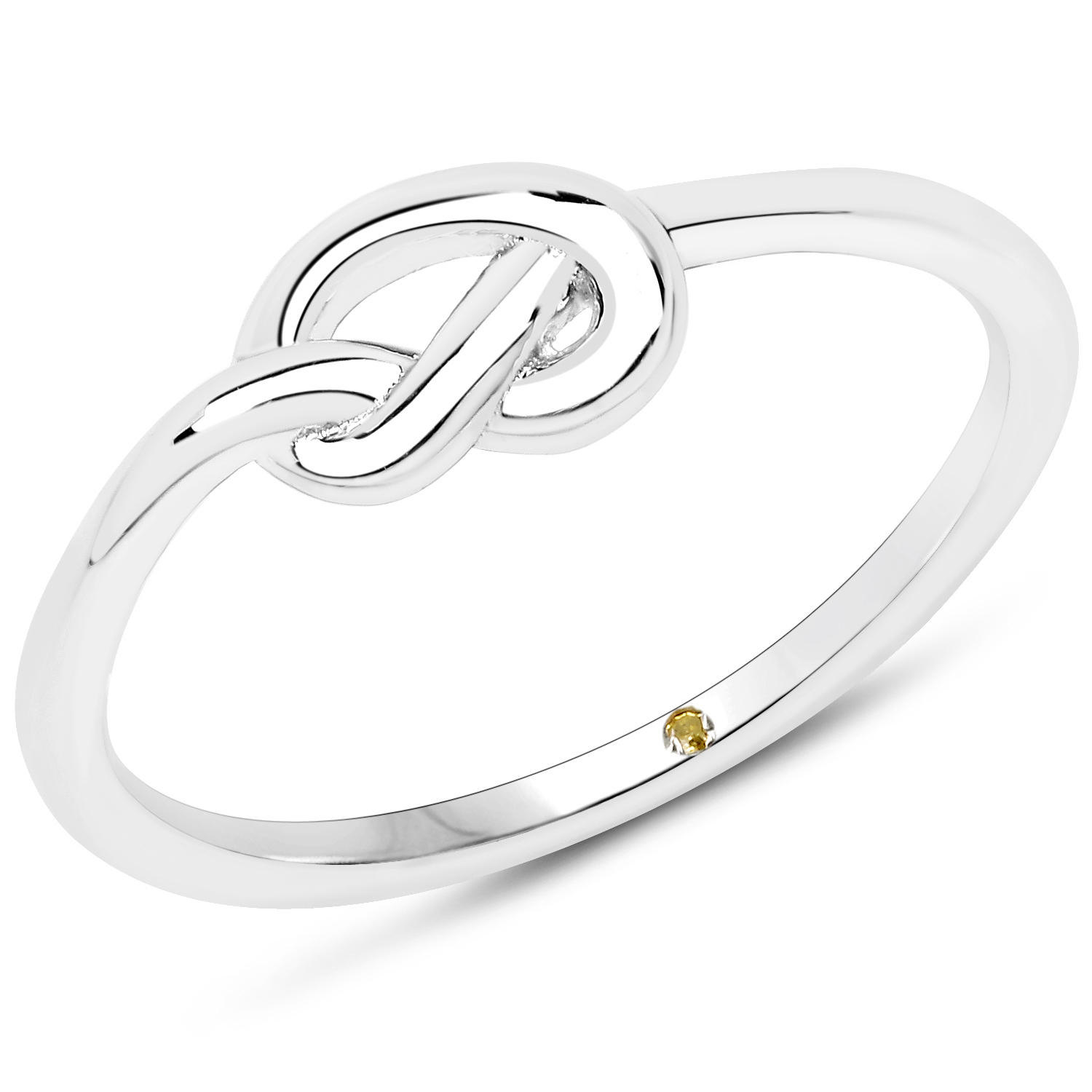 0.004 Carat Genuine Yellow Diamond .925 Sterling Silver Ring