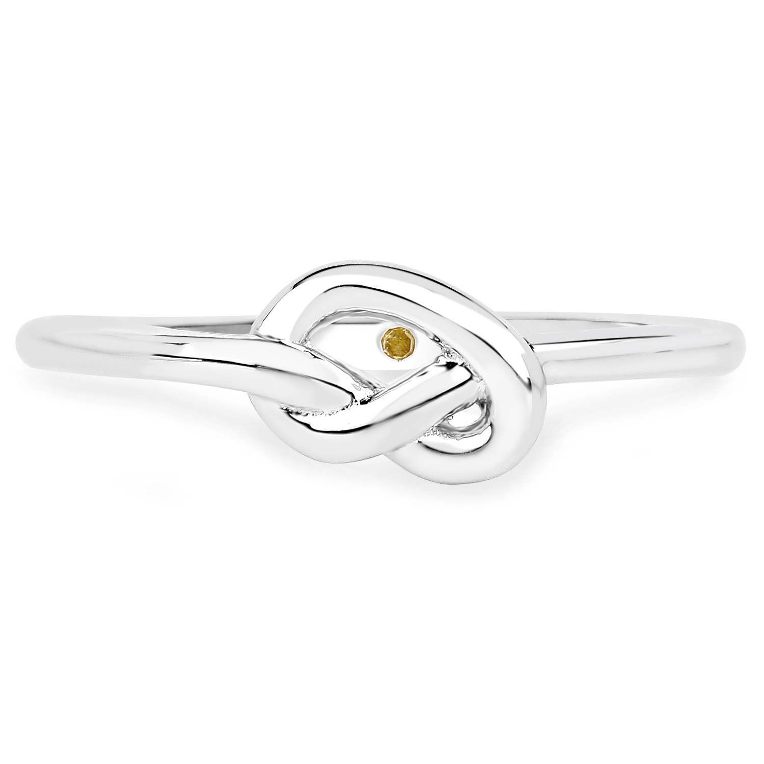 0.004 Carat Genuine Yellow Diamond .925 Sterling Silver Ring