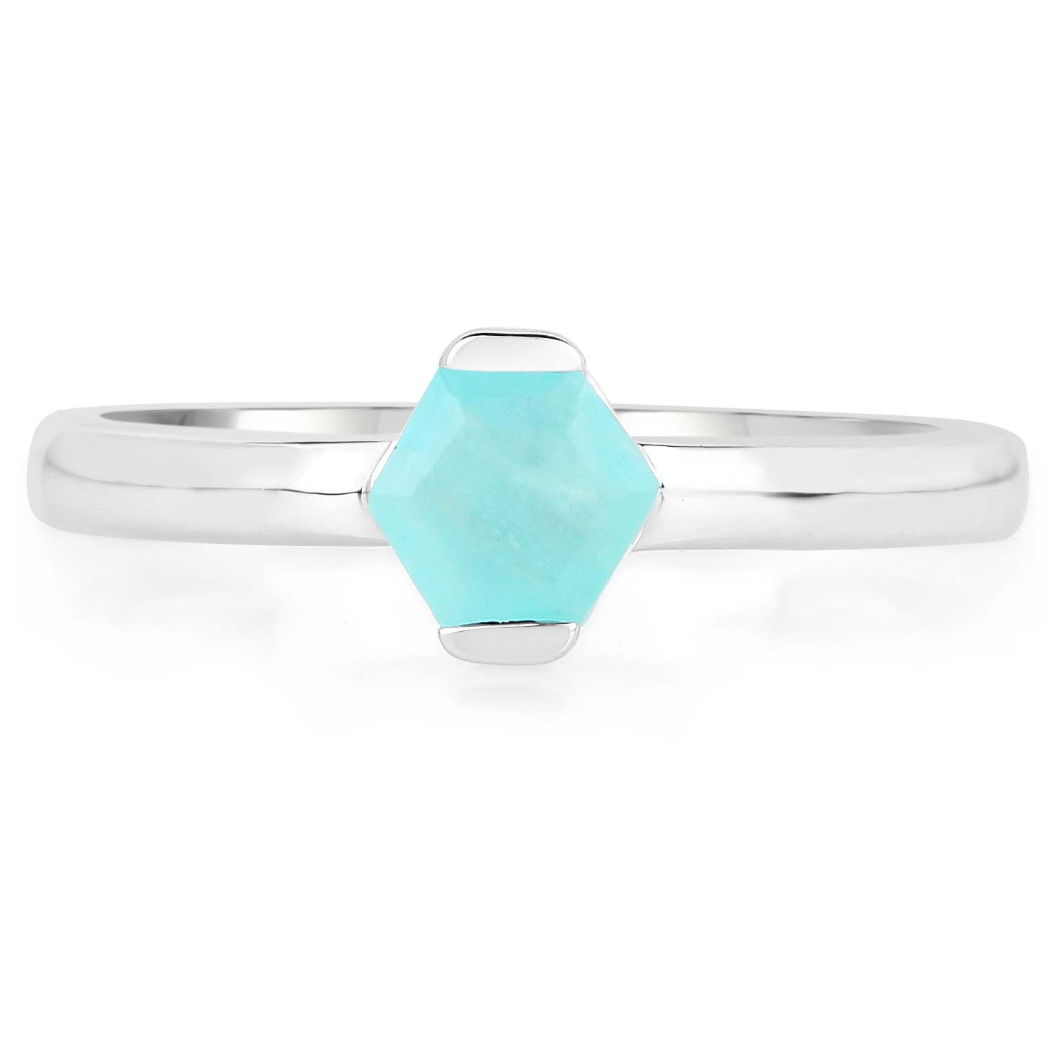0.56 Carat Genuine Amazonite .925 Sterling Silver Ring