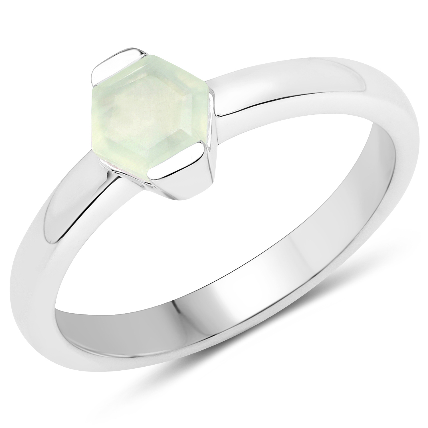 0.60 Carat Genuine Prehnite .925 Sterling Silver Ring