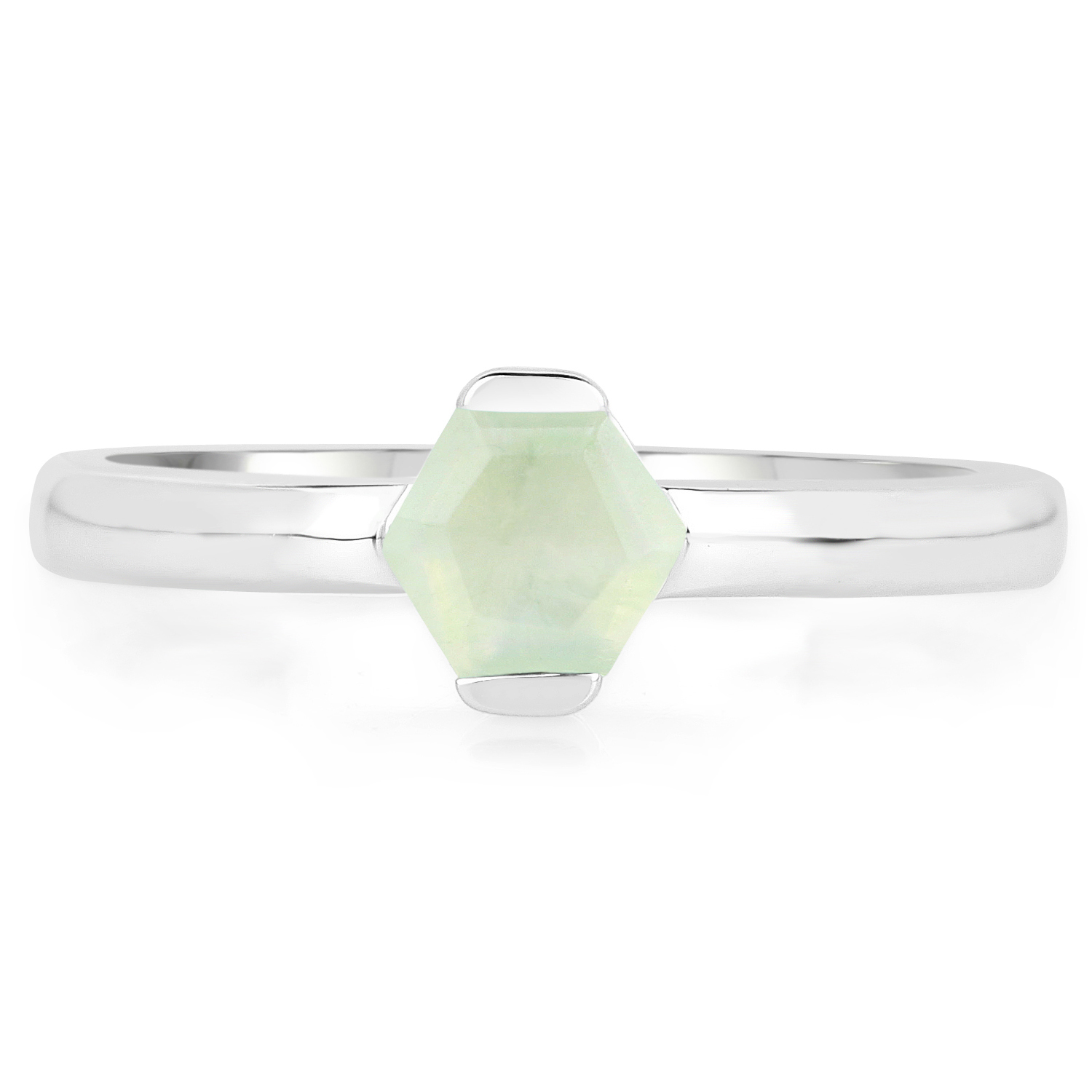 0.60 Carat Genuine Prehnite .925 Sterling Silver Ring