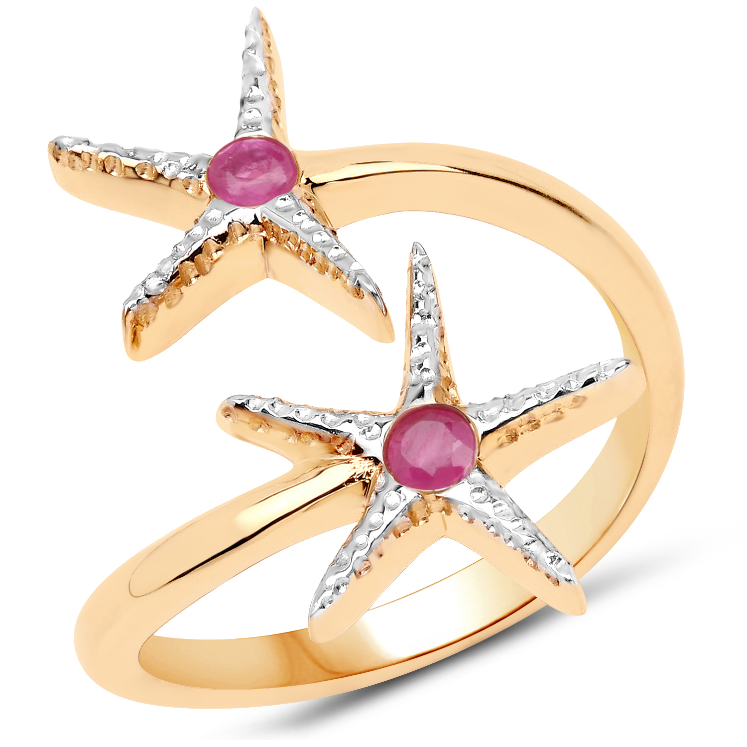 18K Yellow Gold Plated 0.15 Carat Genuine Ruby .925 Sterling Silver Ring