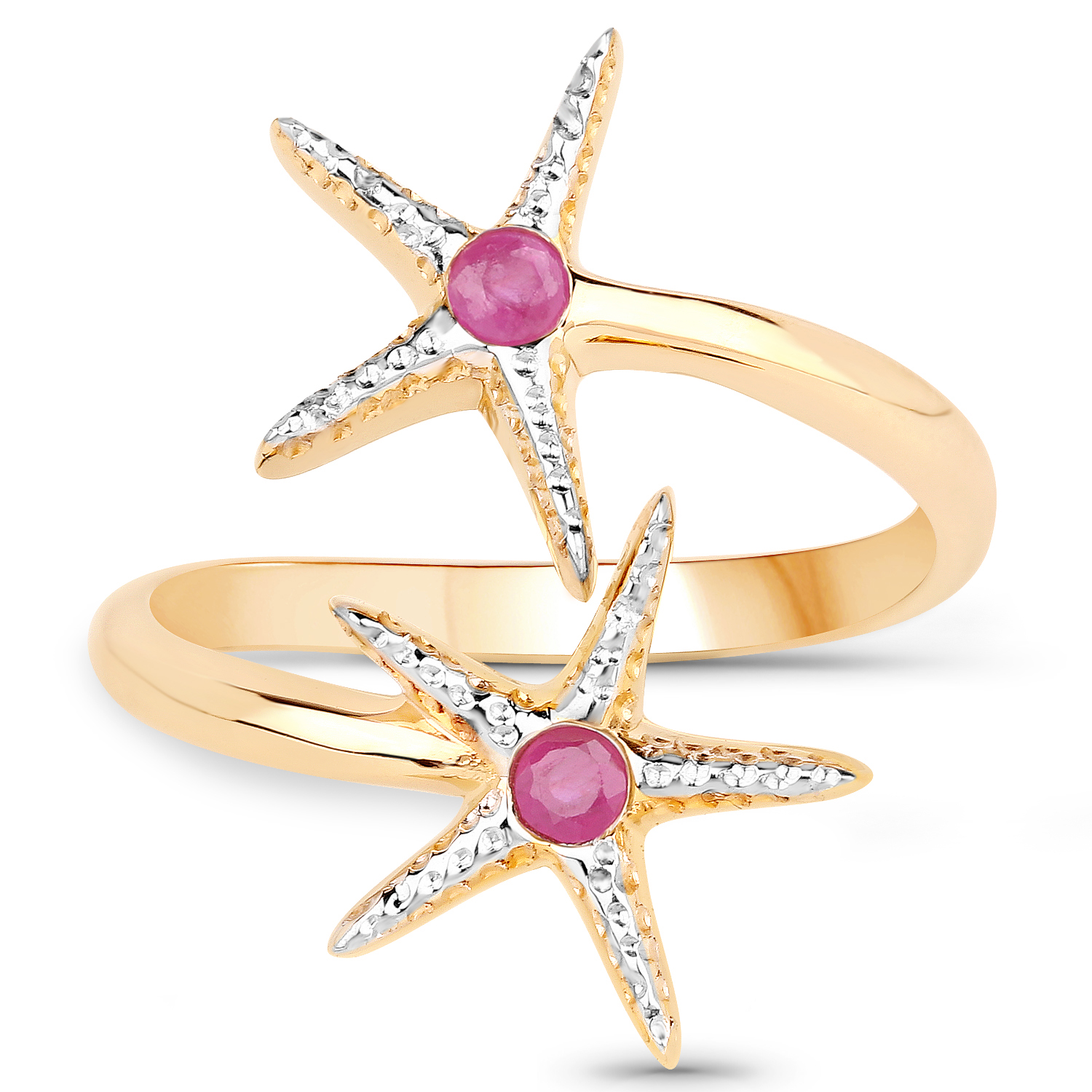 18K Yellow Gold Plated 0.15 Carat Genuine Ruby .925 Sterling Silver Ring