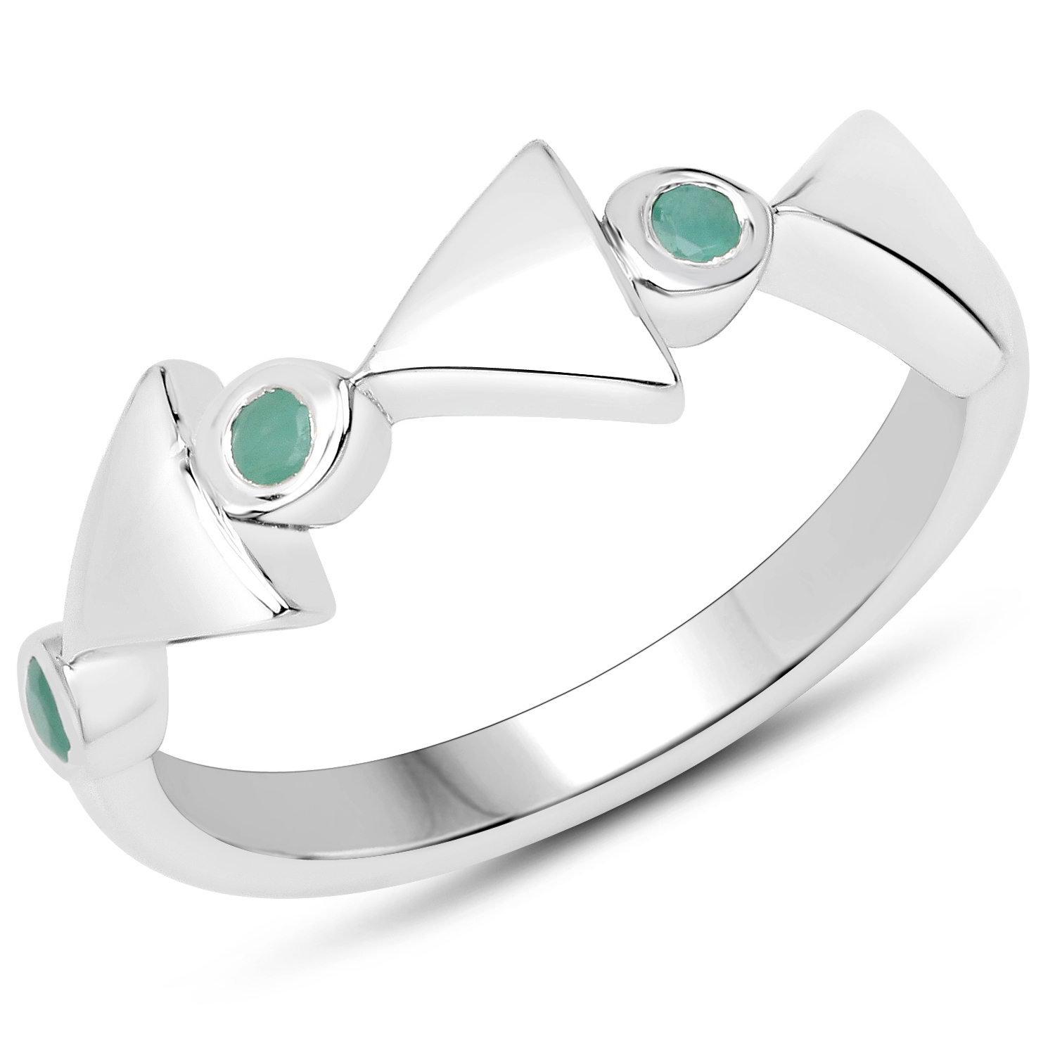 0.09 Carat Genuine Emerald .925 Sterling Silver Ring