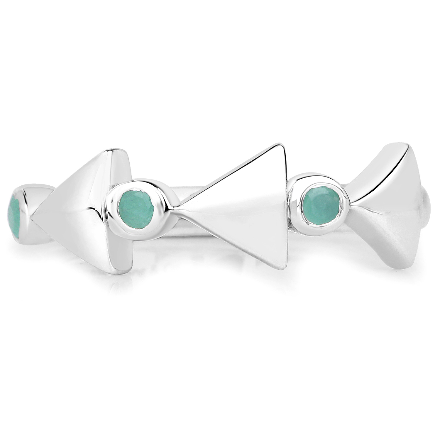 0.09 Carat Genuine Emerald .925 Sterling Silver Ring