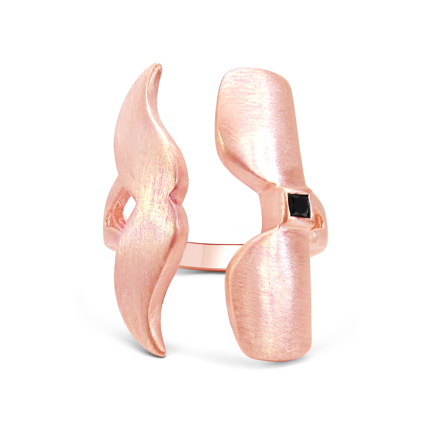 18K Rose Gold Plated 0.05 Carat Genuine Black Diamond .925 Sterling Silver Ring