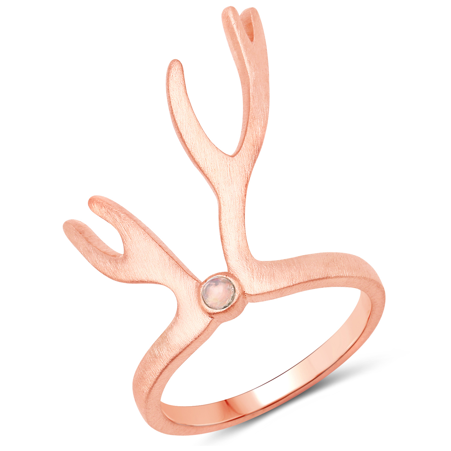 18K Rose Gold Plated 0.04 Carat Genuine Ethiopian Opal .925 Sterling Silver Ring