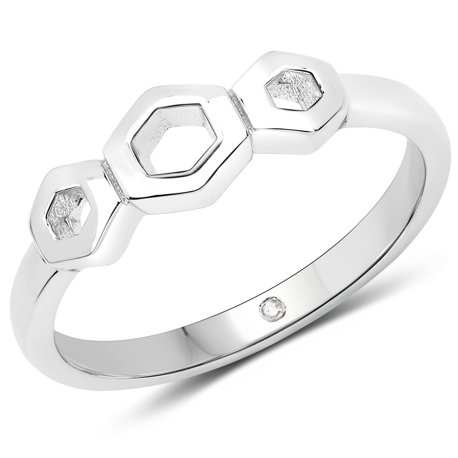 0.004 Carat Genuine White Diamond .925 Sterling Silver Ring