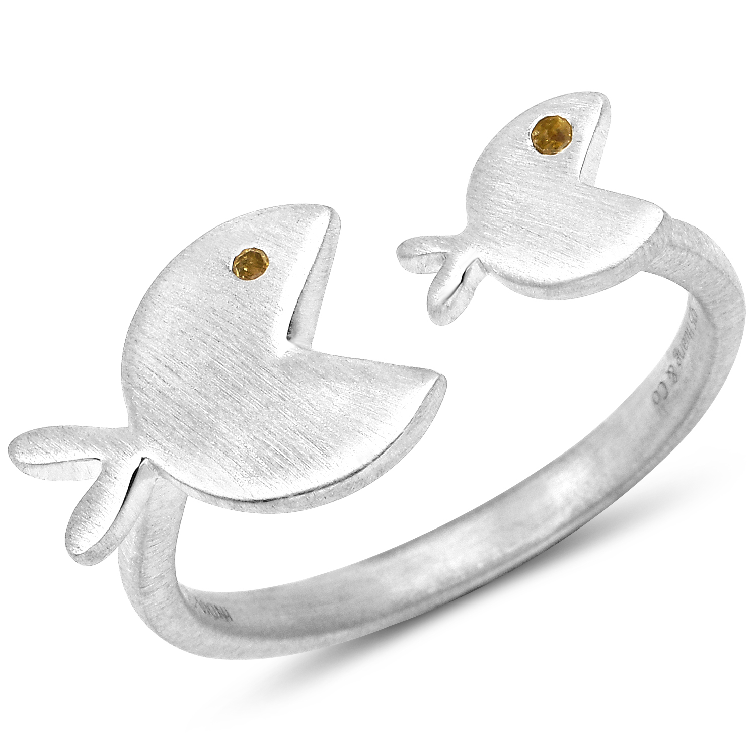 0.01 Carat Genuine Yellow Diamond .925 Sterling Silver Ring