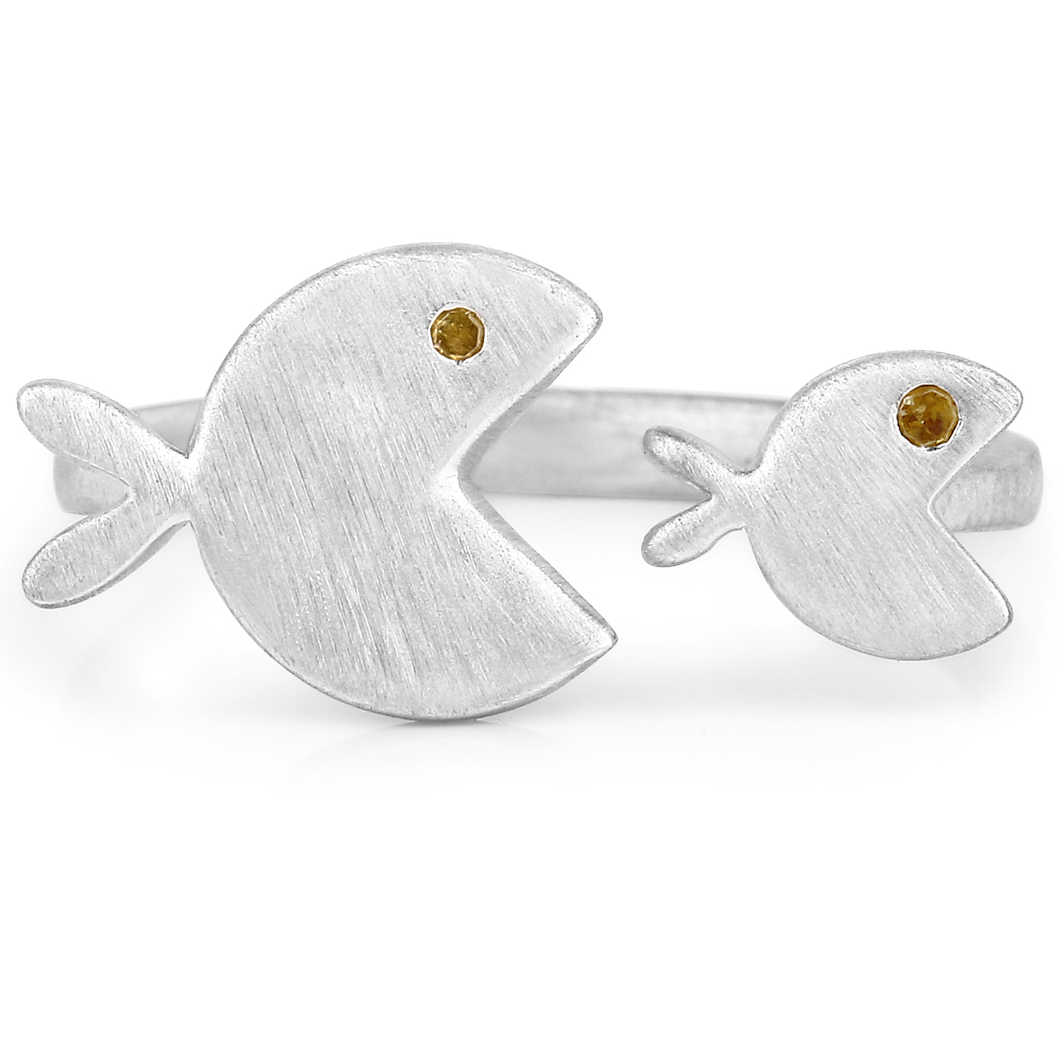 0.01 Carat Genuine Yellow Diamond .925 Sterling Silver Ring