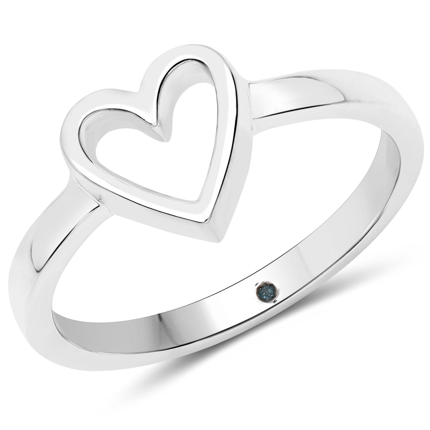 0.00 Carat Genuine Blue Diamond .925 Sterling Silver Ring