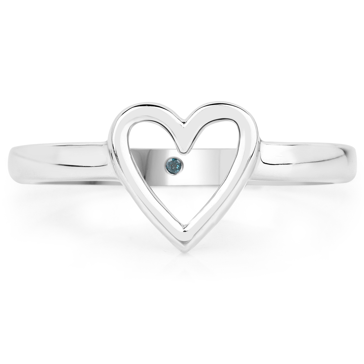 0.00 Carat Genuine Blue Diamond .925 Sterling Silver Ring