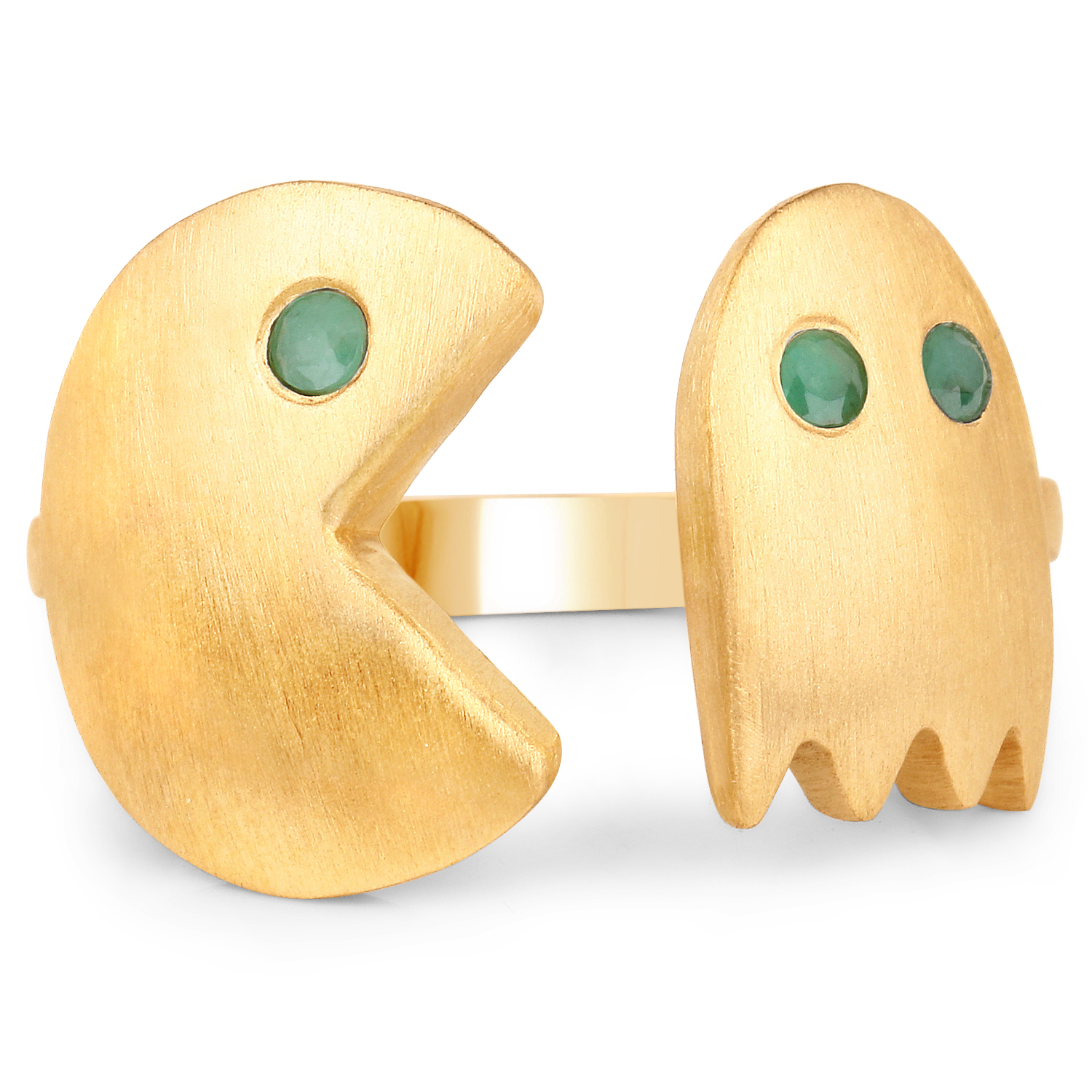 14K Yellow Gold Plated 0.09 Carat Genuine Emerald .925 Sterling Silver Ring