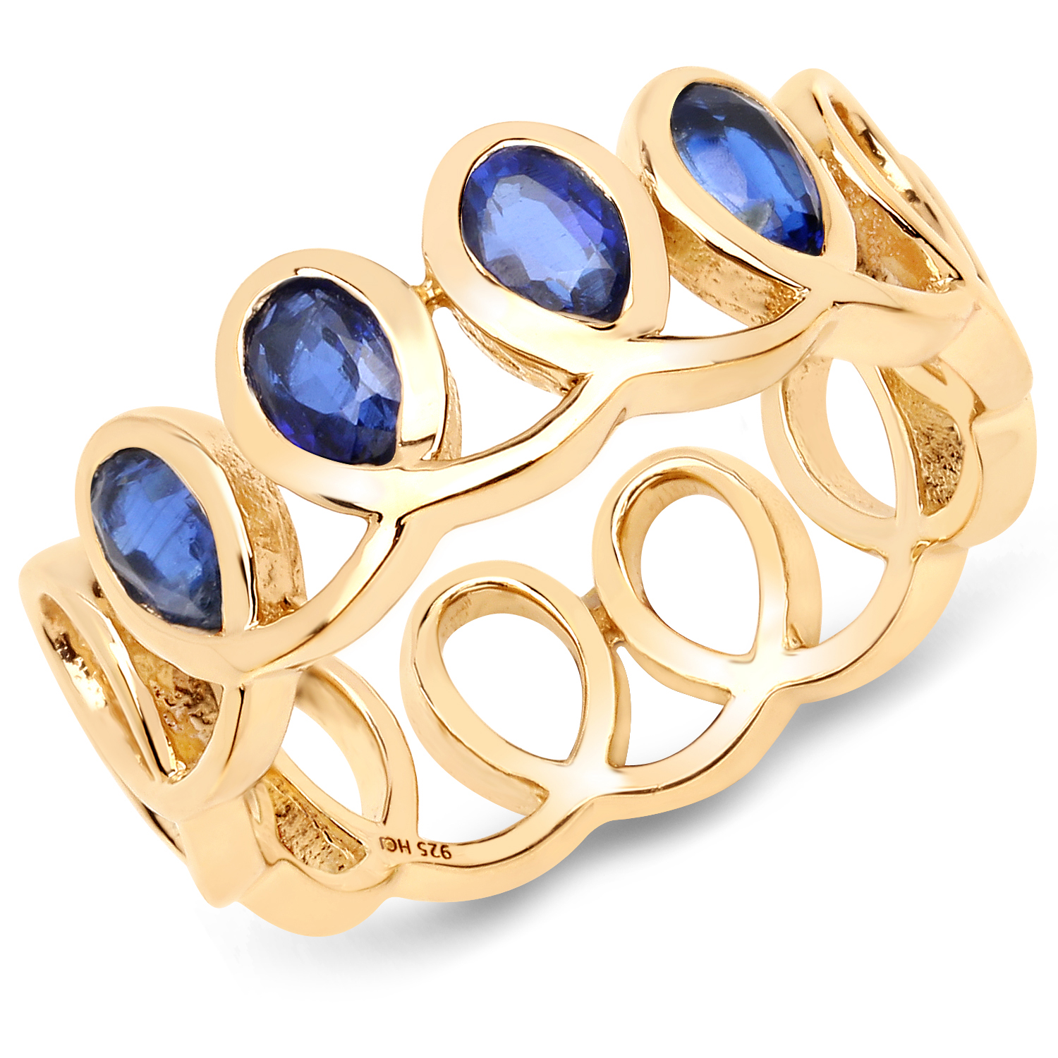 18K Yellow Gold Plated 1.08 Carat Genuine Kyanite .925 Sterling Silver Ring
