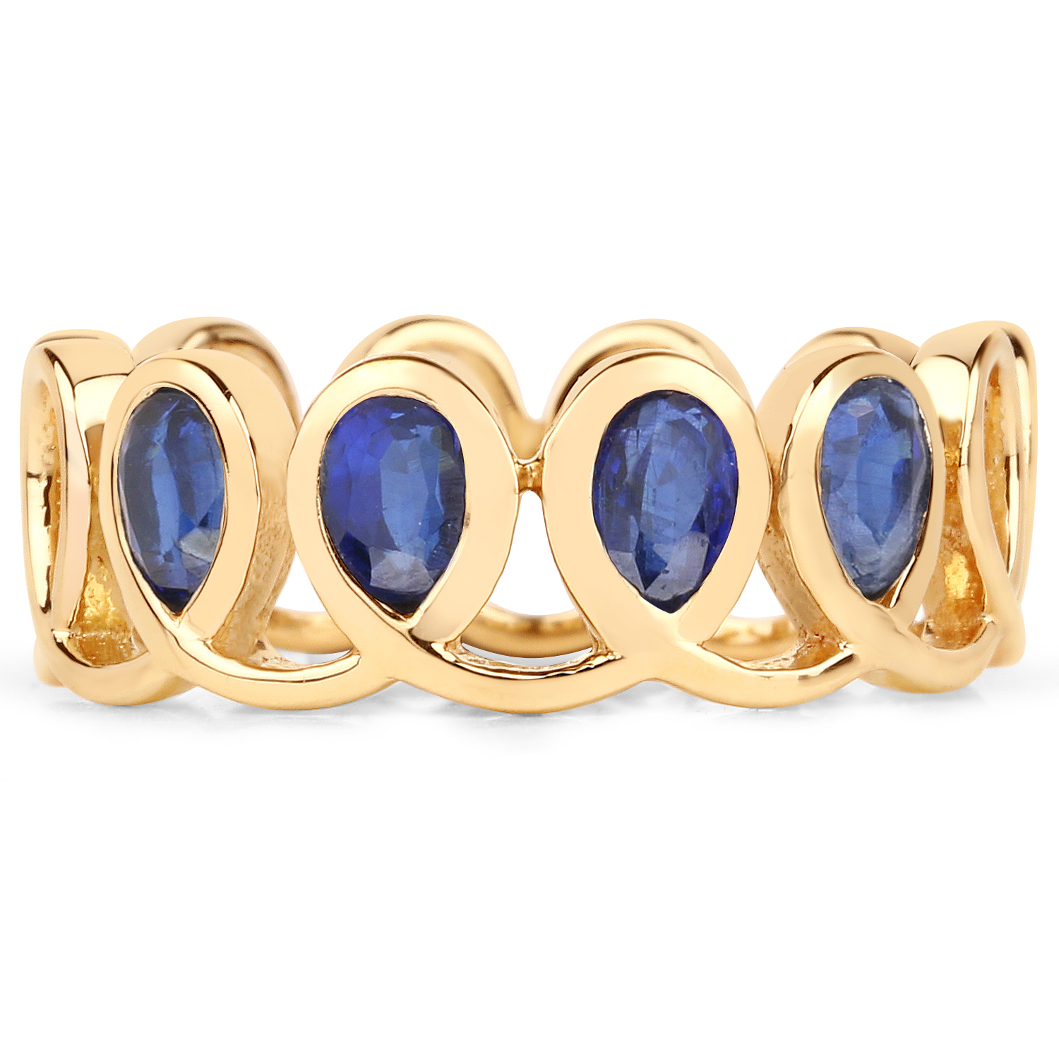 18K Yellow Gold Plated 1.08 Carat Genuine Kyanite .925 Sterling Silver Ring