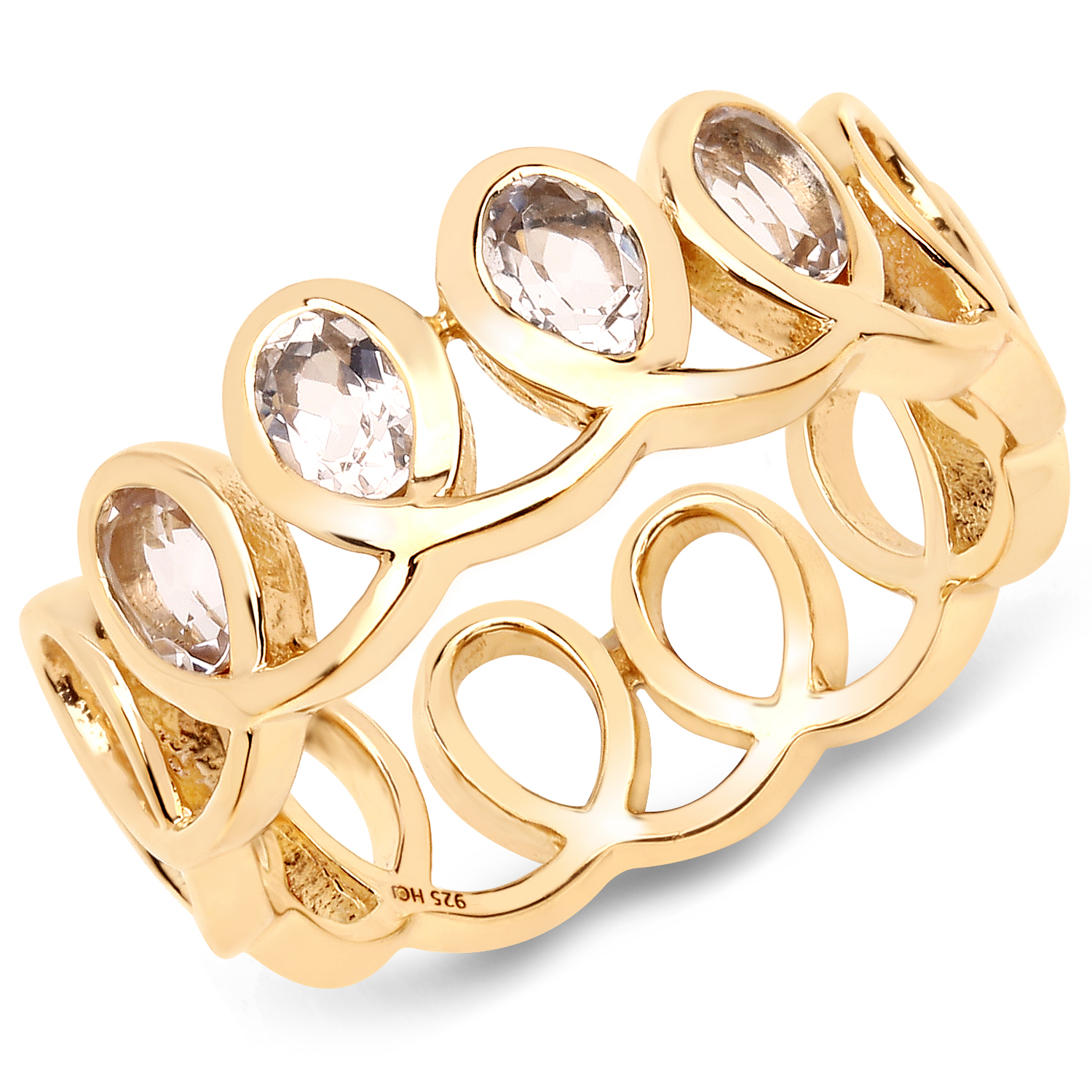 14K Yellow Gold Plated 0.60 Carat Genuine Morganite .925 Sterling Silver Ring