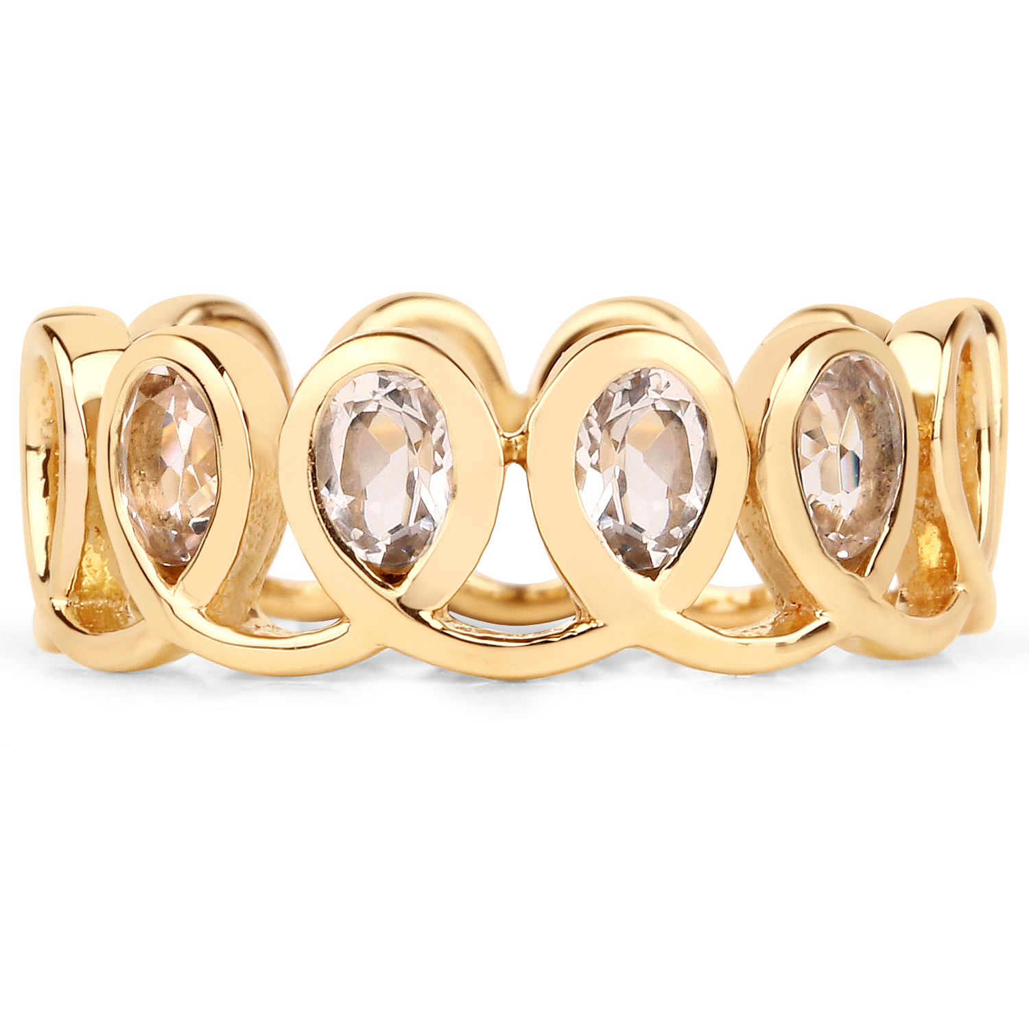 14K Yellow Gold Plated 0.60 Carat Genuine Morganite .925 Sterling Silver Ring