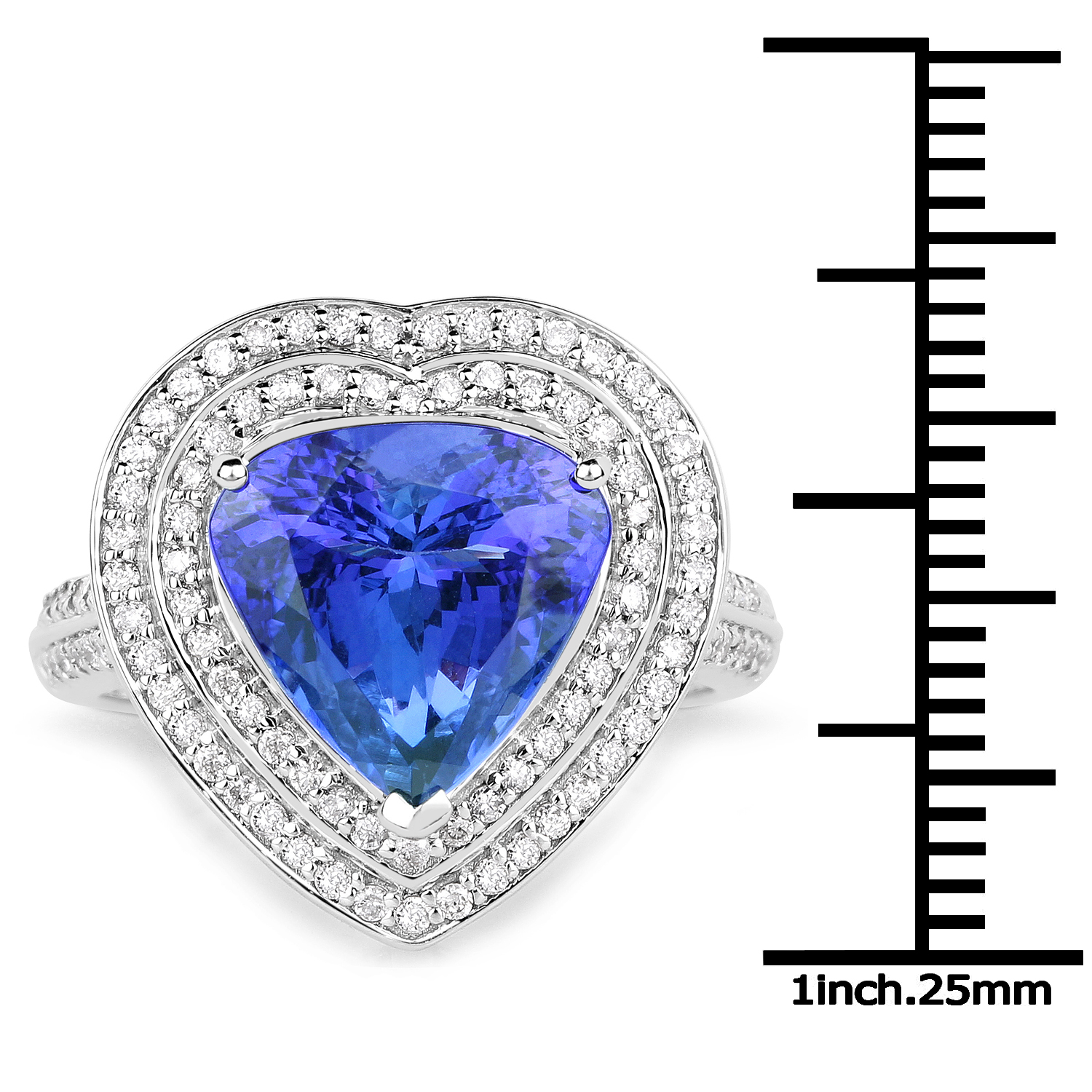 14K White Gold 5.20 Carat Genuine Tanzanite and White Diamond Ring