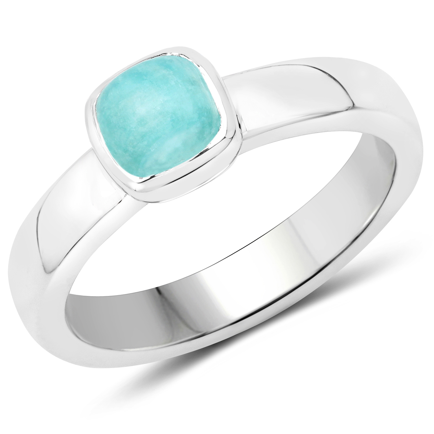 0.77 Carat Genuine Amazonite .925 Sterling Silver Ring