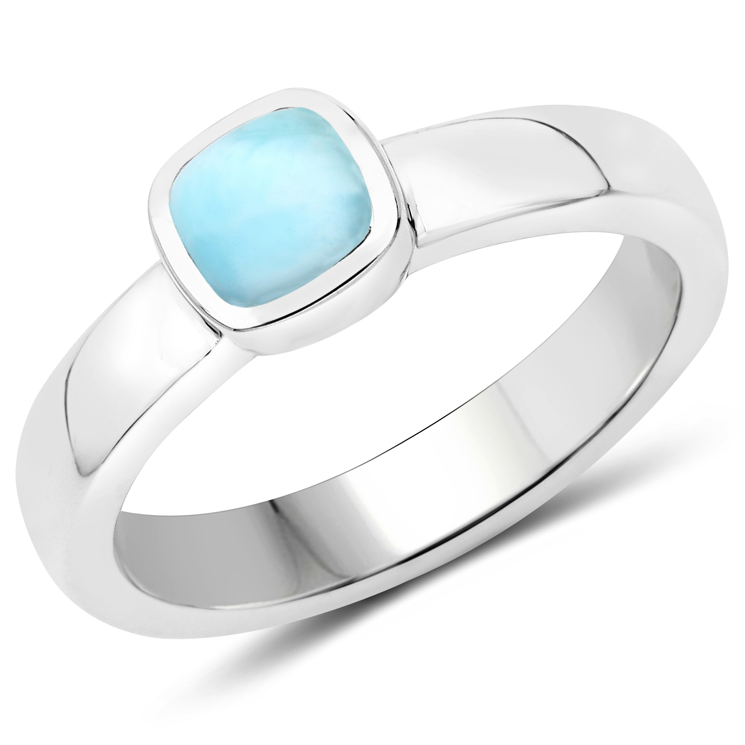 0.95 Carat Genuine Larimar .925 Sterling Silver Ring