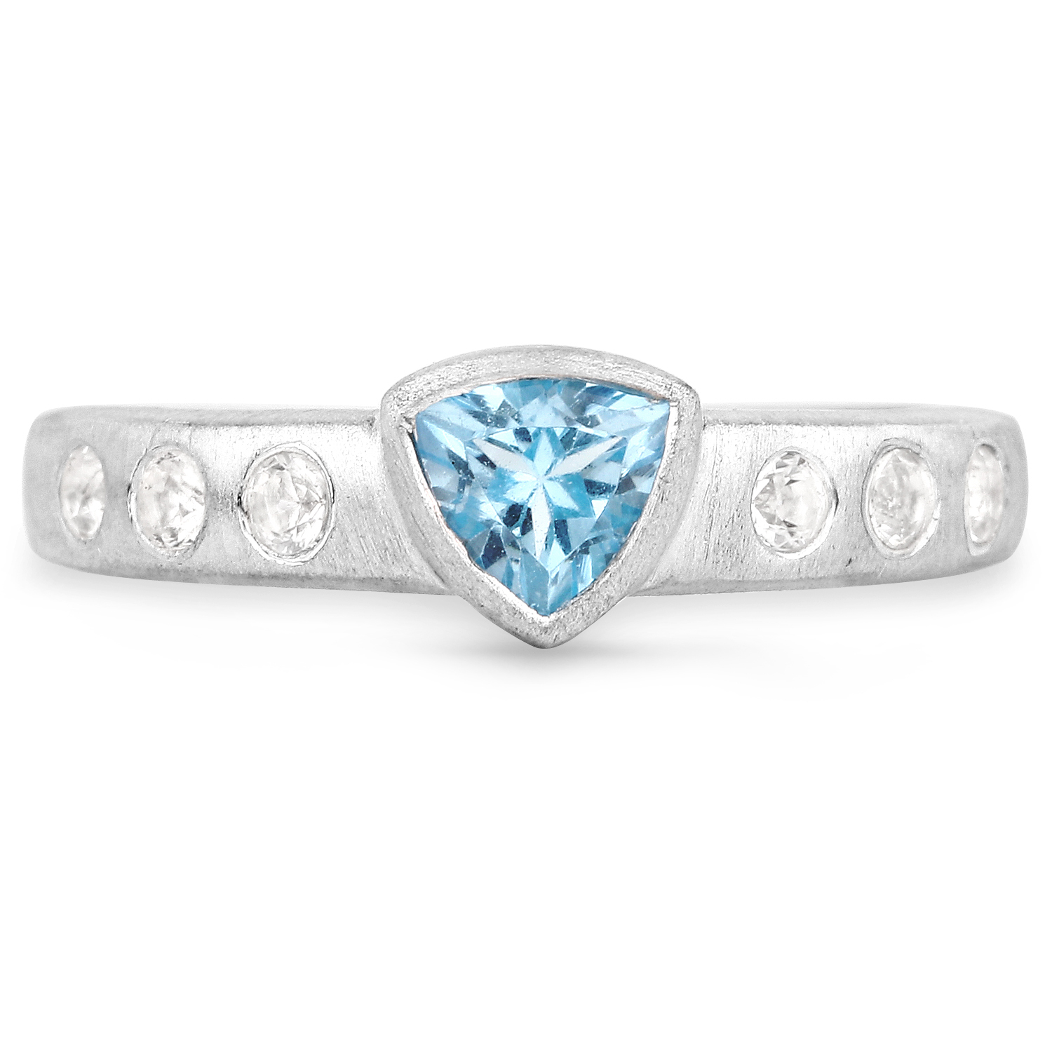 0.72 Carat Genuine Blue Topaz and White Topaz .925 Sterling Silver Ring