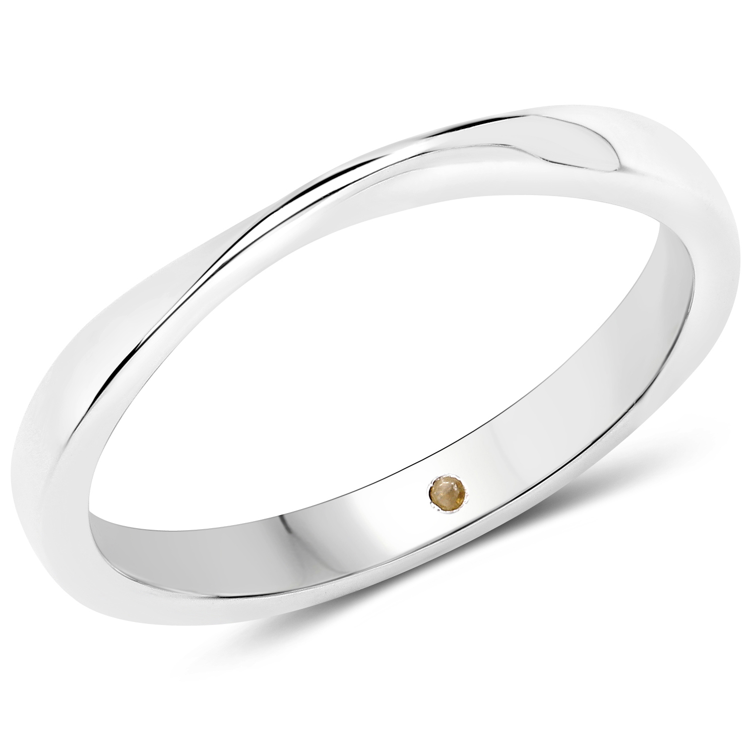 0.01 Carat Genuine Yellow Diamond .925 Sterling Silver Ring