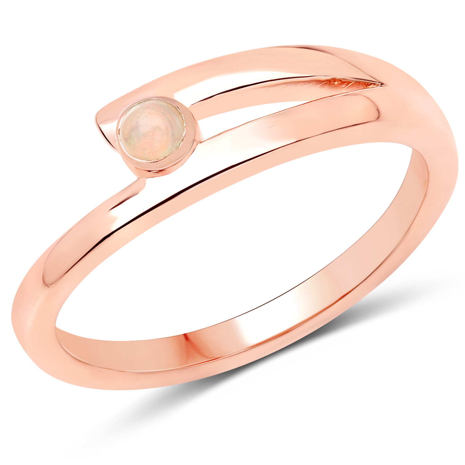 18K Rose Gold Plated 0.04 Carat Genuine Ethiopian Opal .925 Sterling Silver Ring