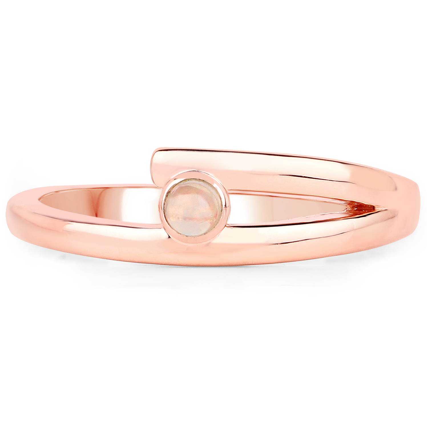18K Rose Gold Plated 0.04 Carat Genuine Ethiopian Opal .925 Sterling Silver Ring