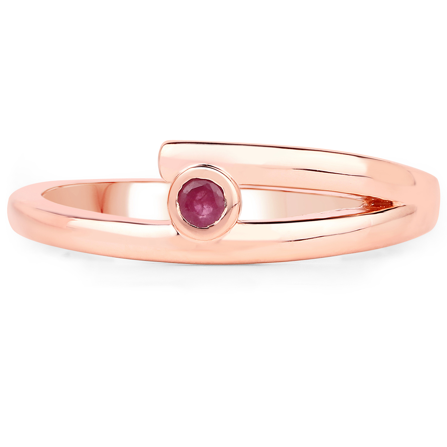14K Rose Gold Plated 0.08 Carat Genuine Ruby .925 Sterling Silver Ring