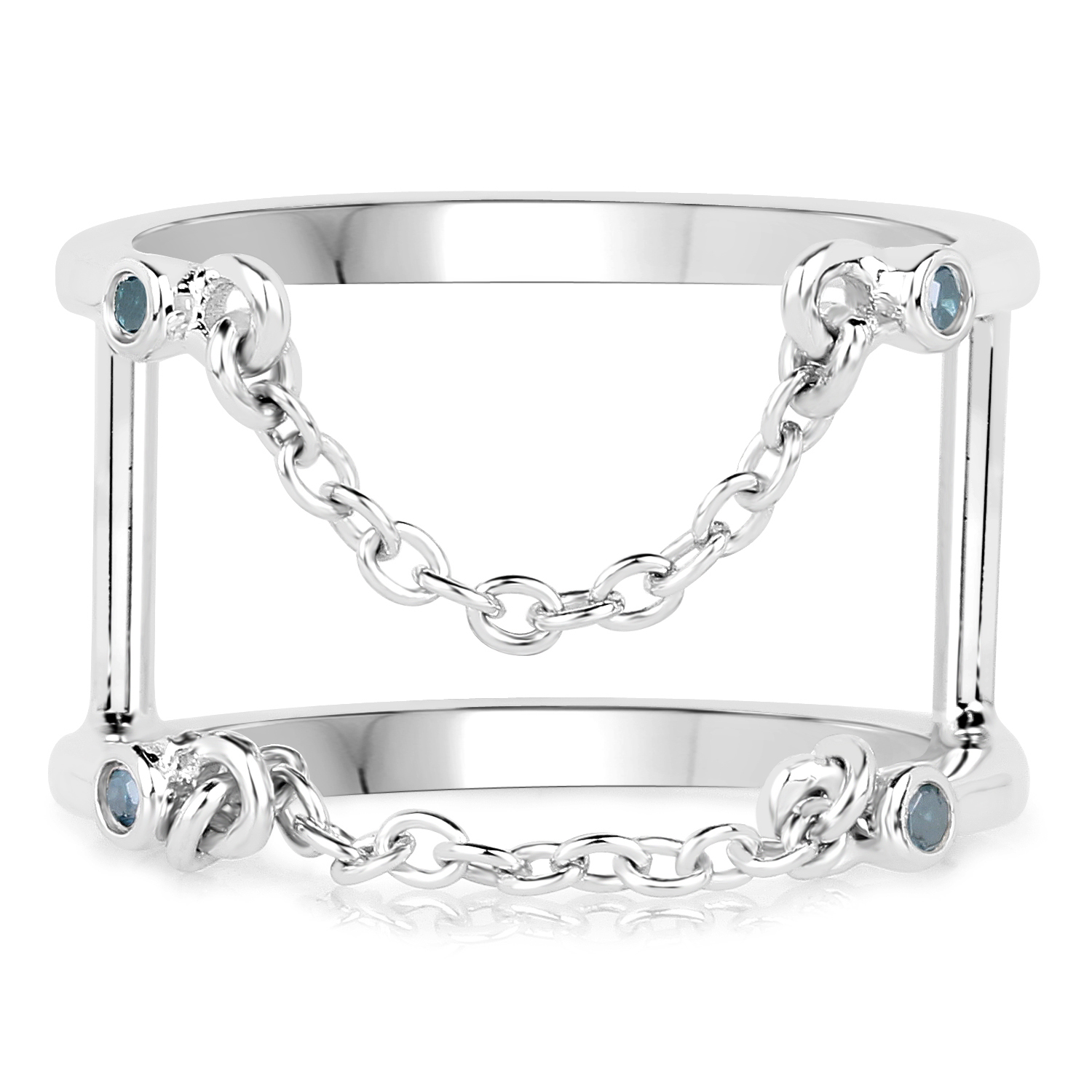 0.05 Carat Genuine Blue Diamond .925 Sterling Silver Ring