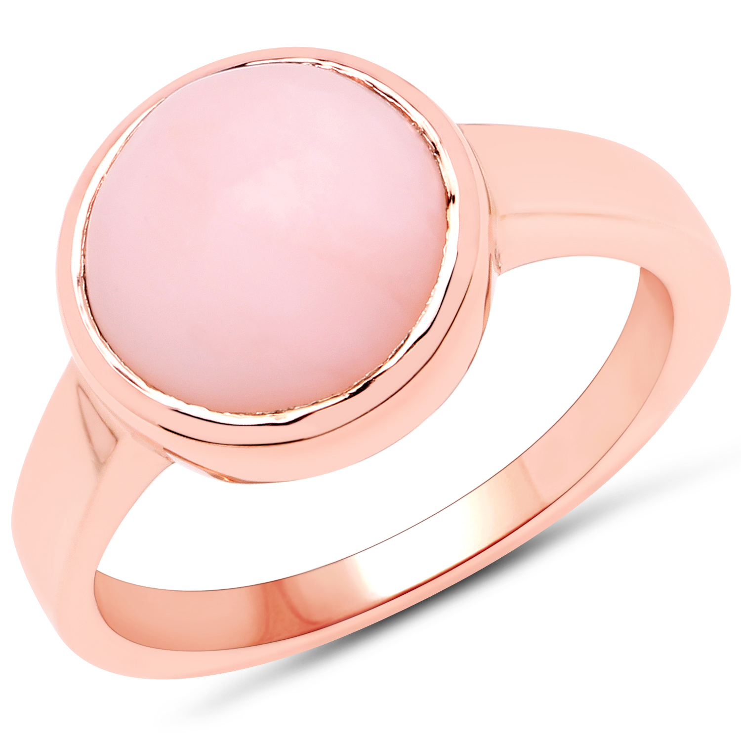 18K Rose Gold Plated 2.85 Carat Genuine Pink Opal .925 Sterling Silver Ring