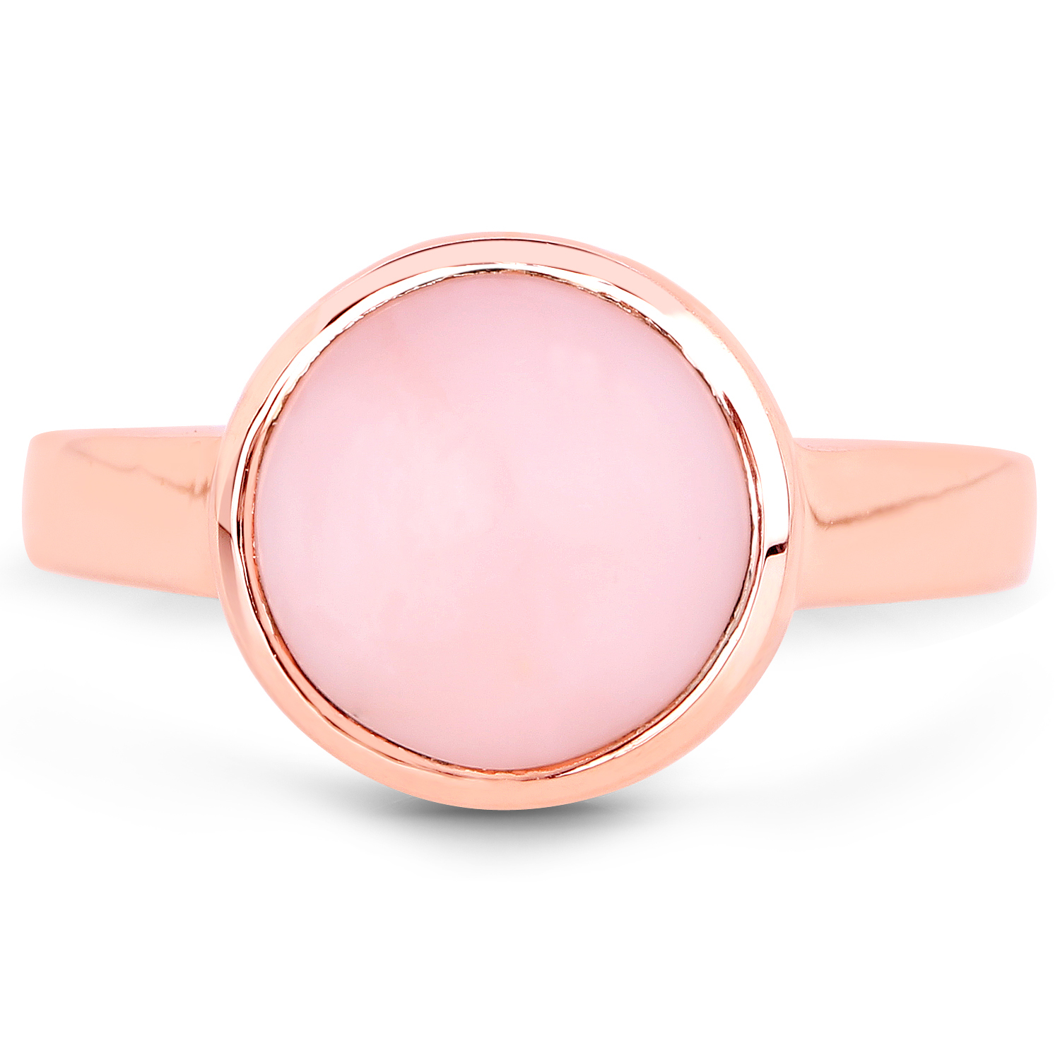 18K Rose Gold Plated 2.85 Carat Genuine Pink Opal .925 Sterling Silver Ring