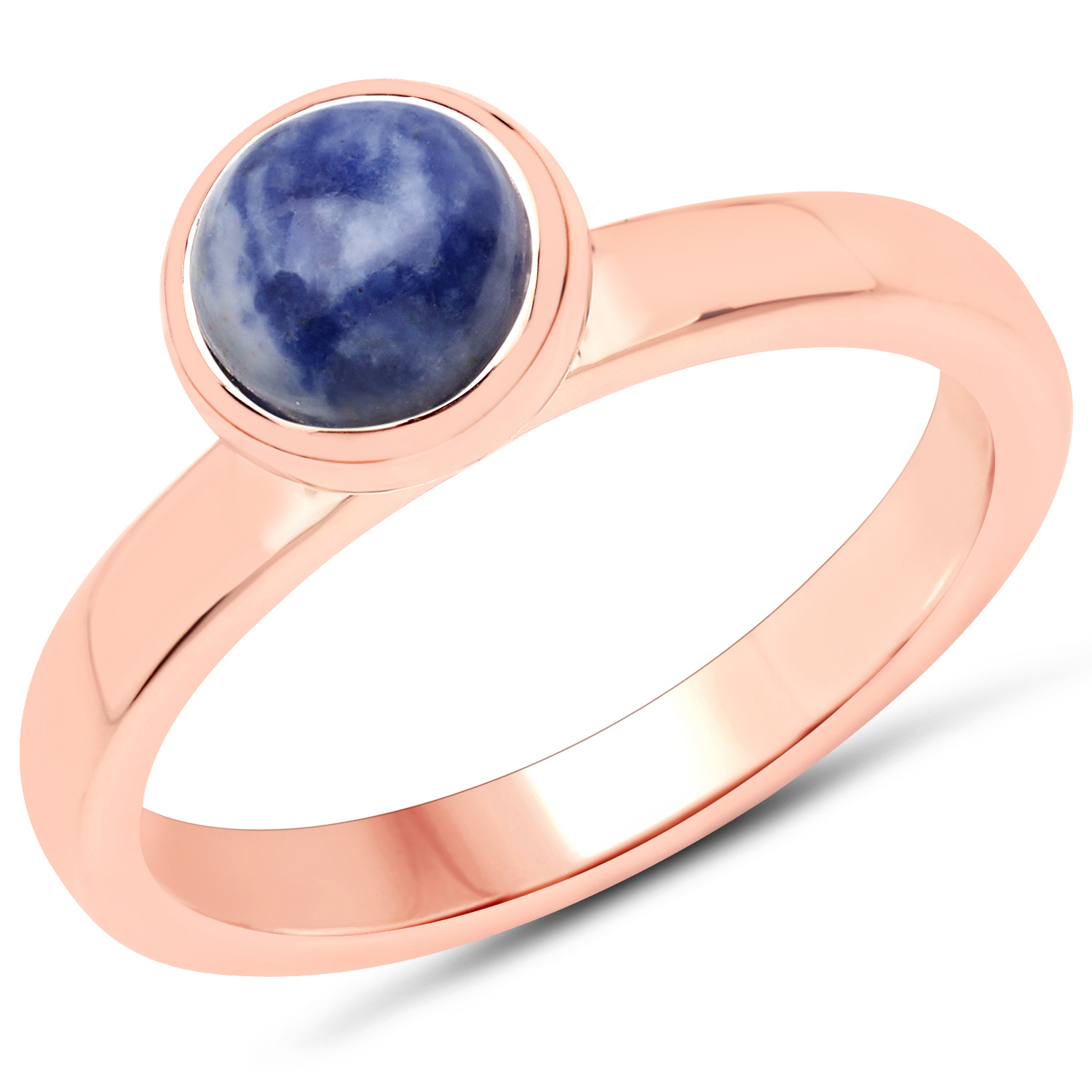 18K Rose Gold Plated 1.05 Carat Genuine Blue Aventurine .925 Sterling Silver Ring