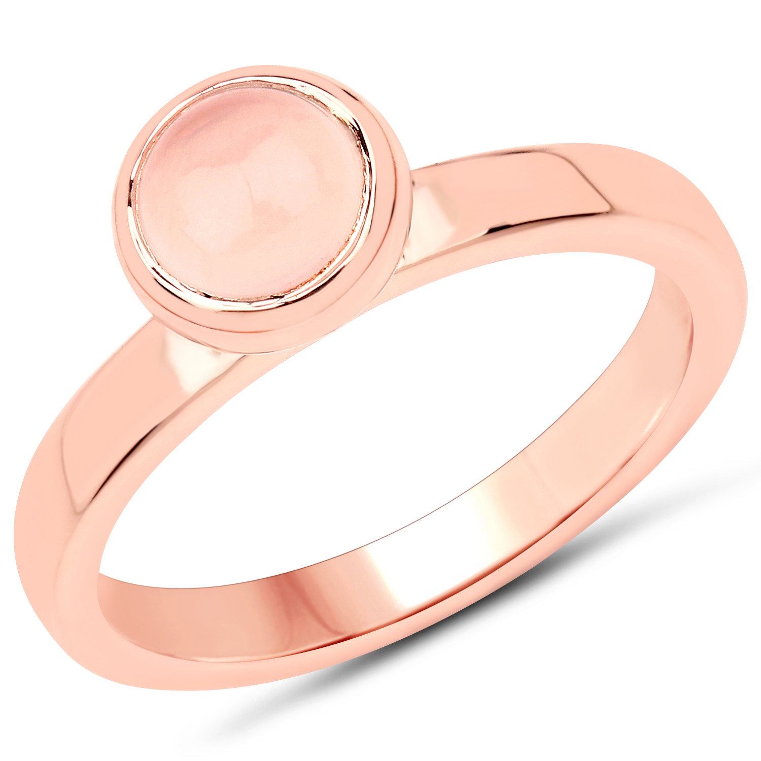 14K Rose Gold Plated 0.90 Carat Genuine Rose Quartz .925 Sterling Silver Ring