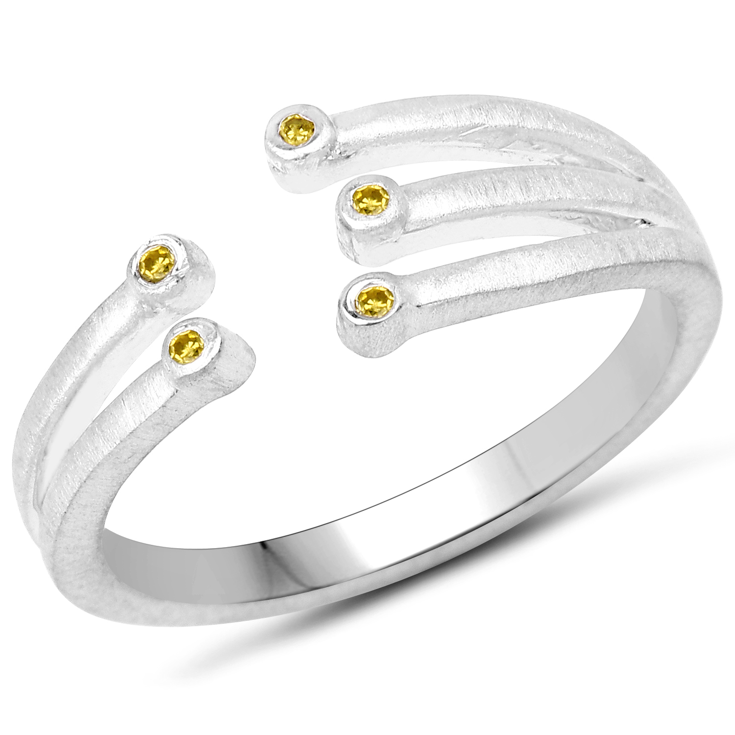 0.03 Carat Genuine Yellow Diamond .925 Sterling Silver Ring