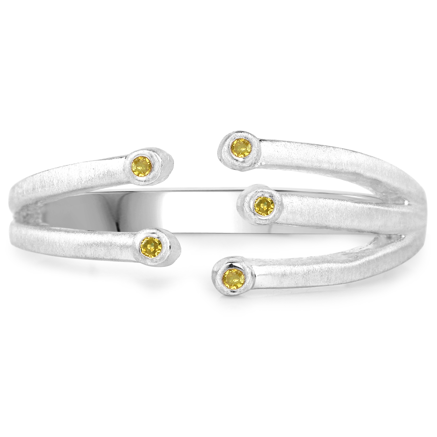 0.03 Carat Genuine Yellow Diamond .925 Sterling Silver Ring