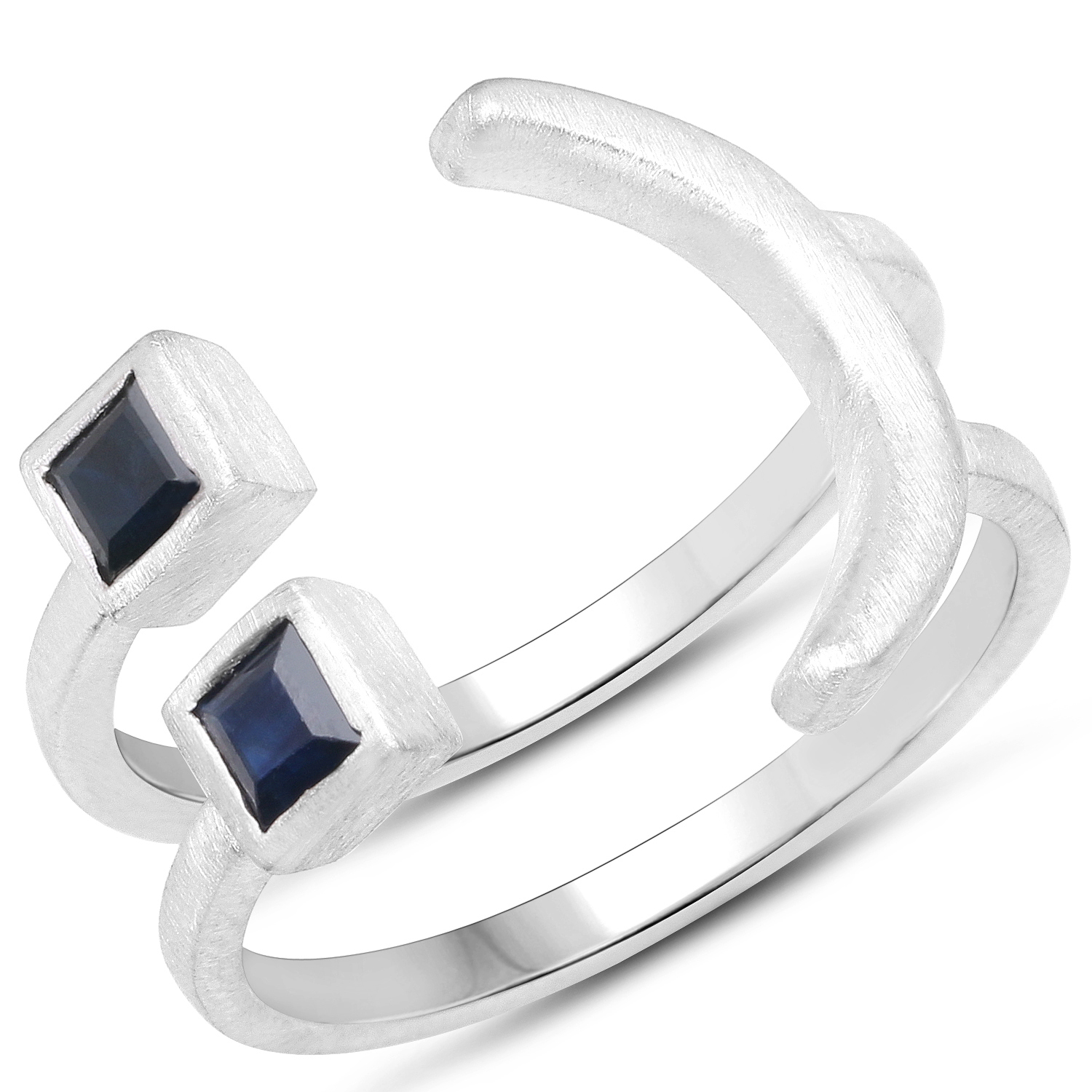 0.36 Carat Genuine Blue Sapphire .925 Sterling Silver Ring