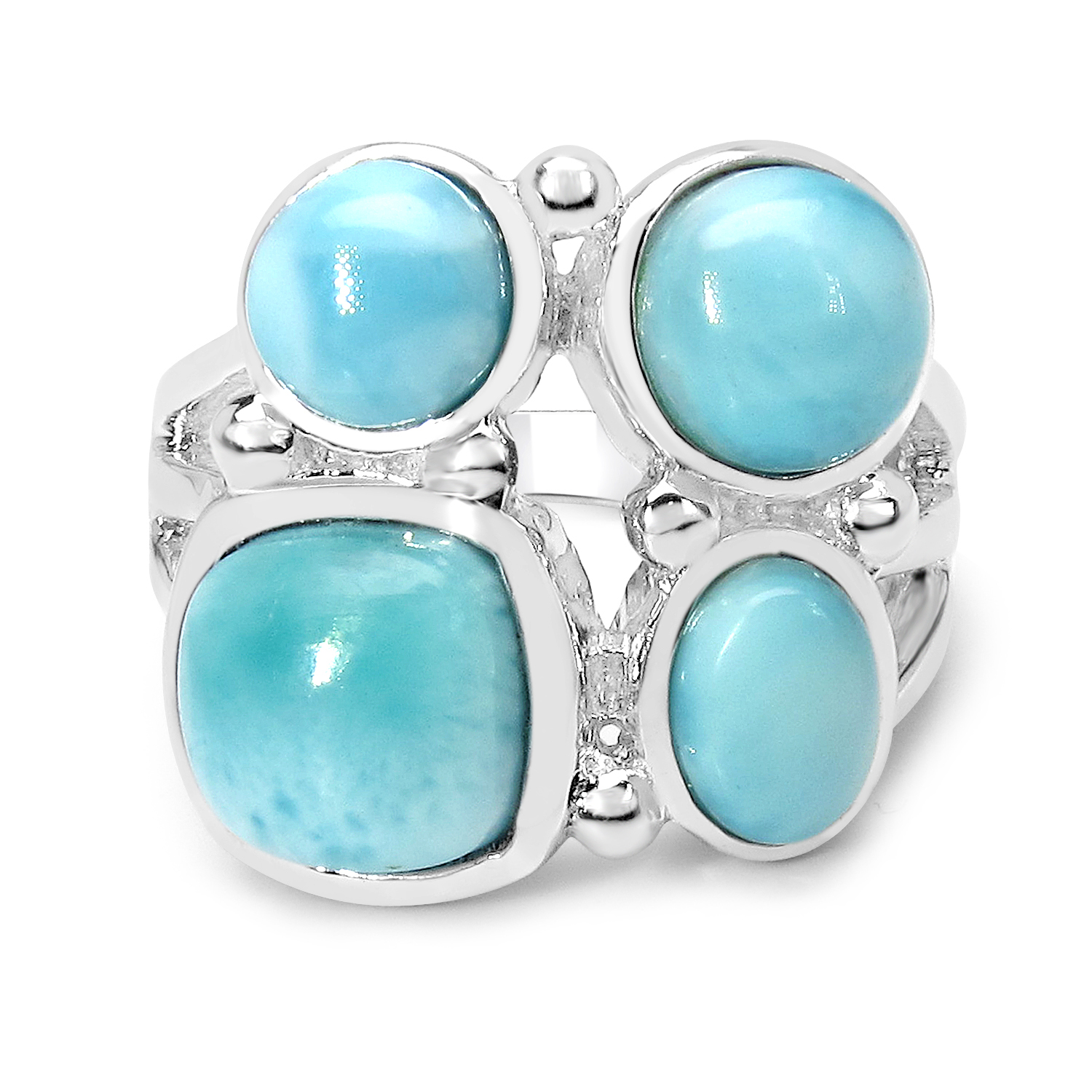 6.35 Carat Genuine Larimar .925 Sterling Silver Ring