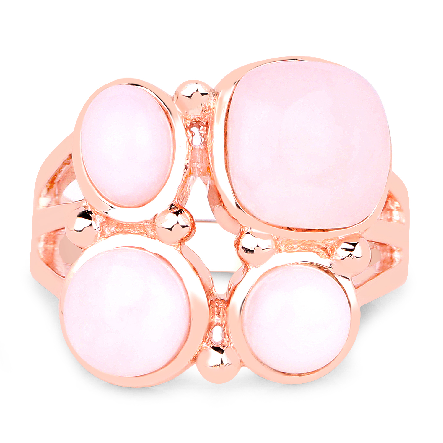 18K Rose Gold Plated 5.14 Carat Genuine Pink Opal .925 Sterling Silver Ring
